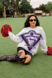 TCU HORNED FROGS CHASING VICTORY RHINESTONE SPRAY PREMIUM CREWNECK SWEATSHIRT