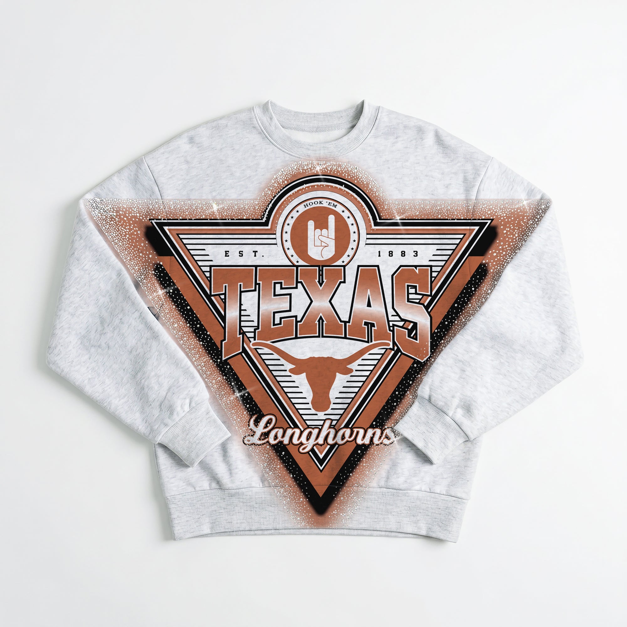 TEXAS LONGHORNS CHASING VICTORY RHINESTONE SPRAY PREMIUM CREWNECK SWEATSHIRT