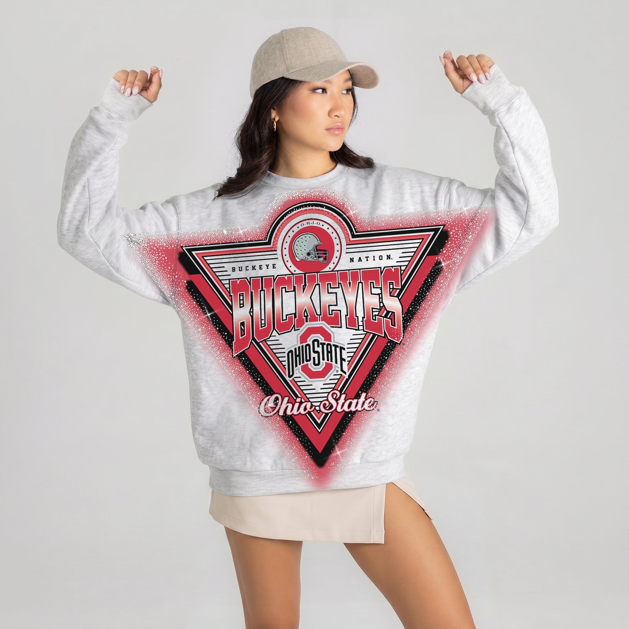 OHIO STATE BUCKEYES CHASING VICTORY RHINESTONE SPRAY PREMIUM CREWNECK SWEATSHIRT