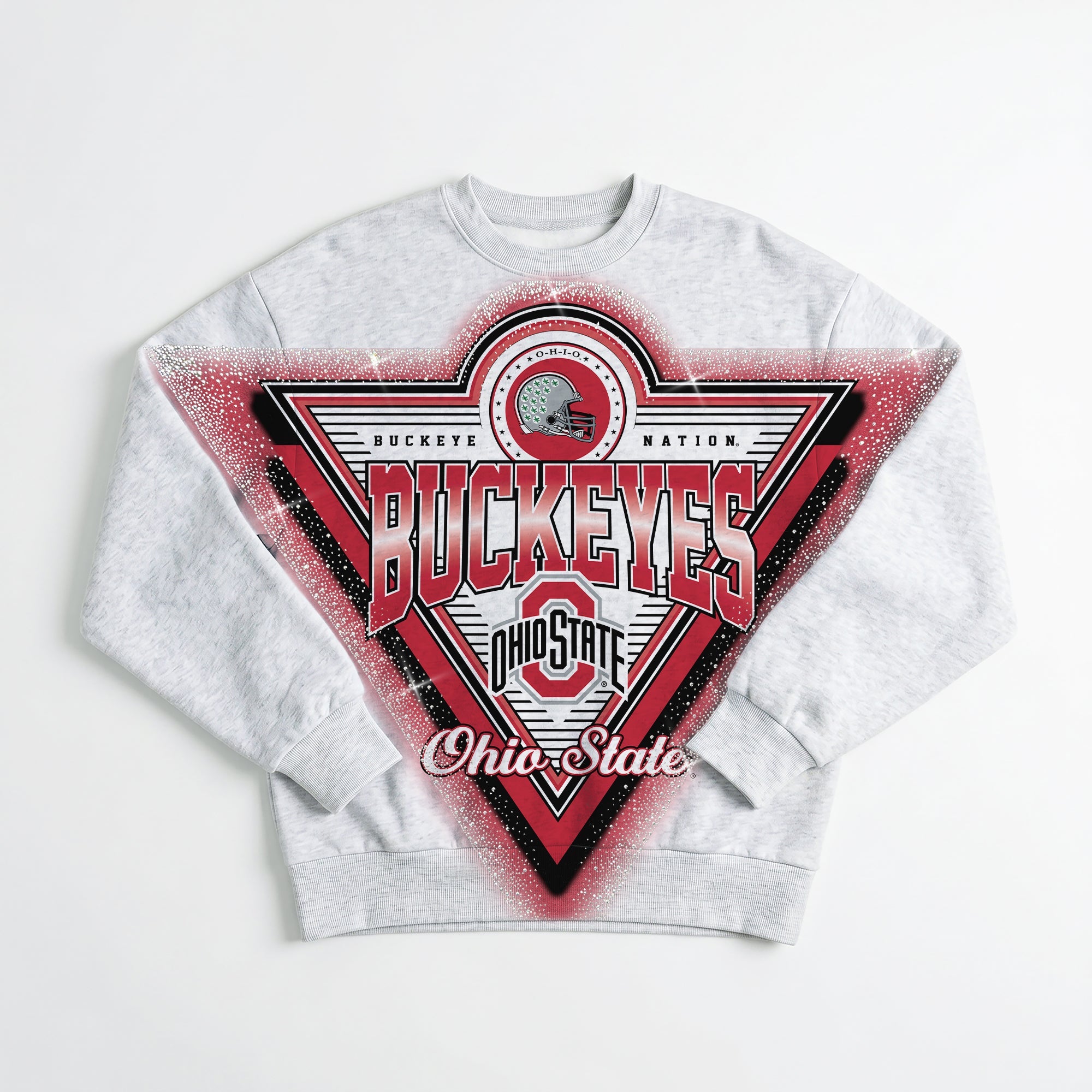 OHIO STATE BUCKEYES CHASING VICTORY RHINESTONE SPRAY PREMIUM CREWNECK SWEATSHIRT