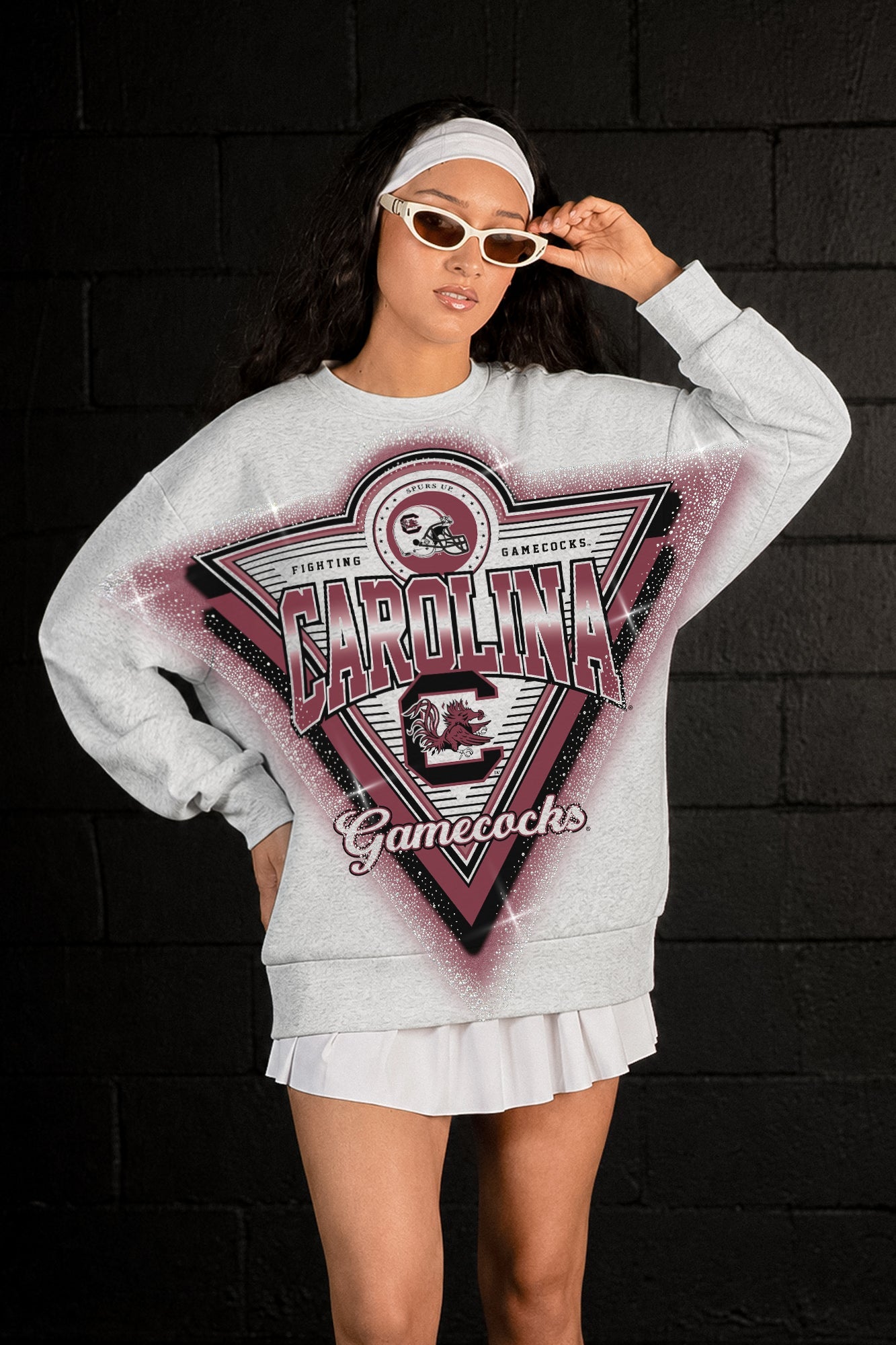 SOUTH CAROLINA GAMECOCKS CHASING VICTORY RHINESTONE SPRAY PREMIUM CREWNECK SWEATSHIRT