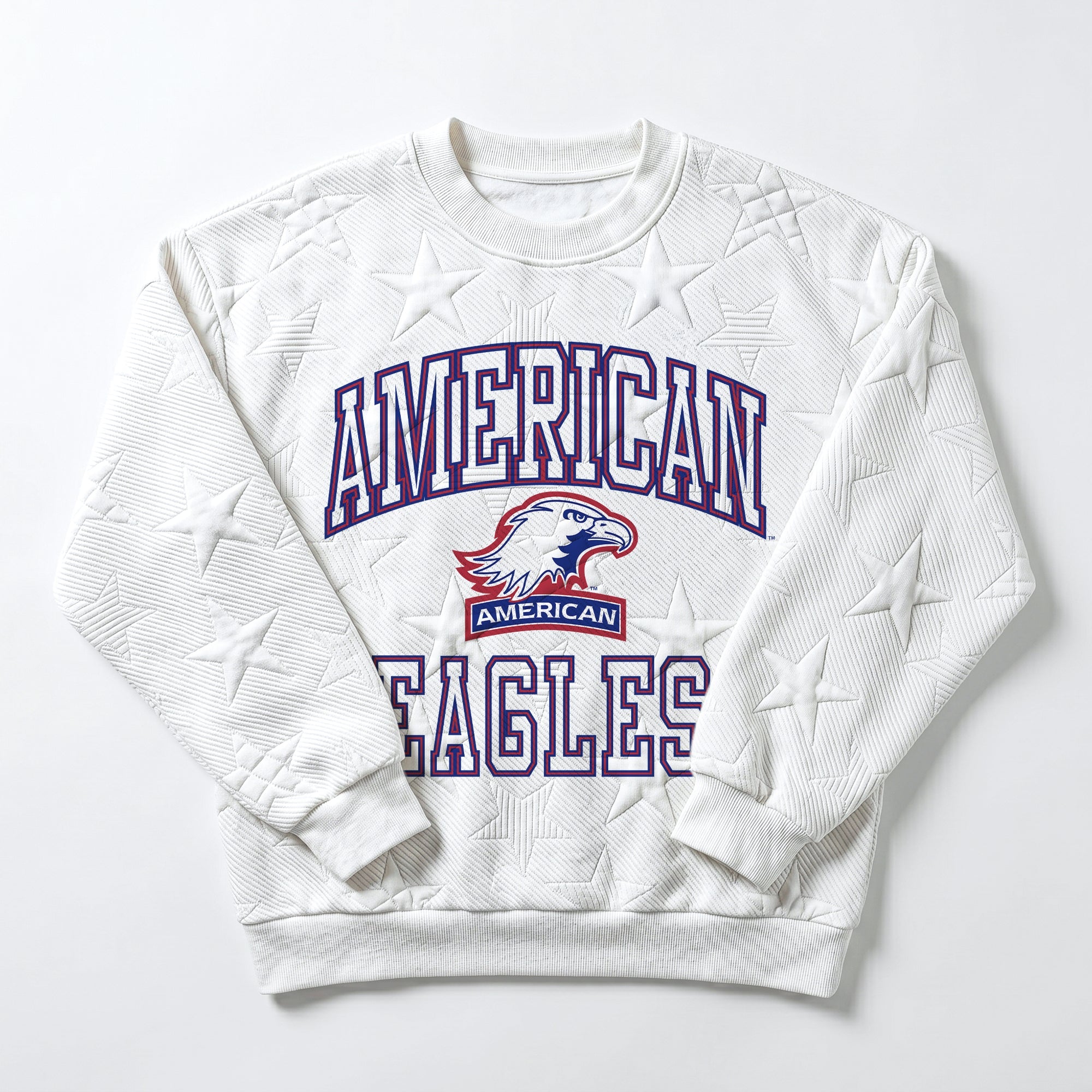 AMERICAN UNIVERSITY EAGLES BIG PLAY ENERGY EMBOSSED STAR CREWNECK