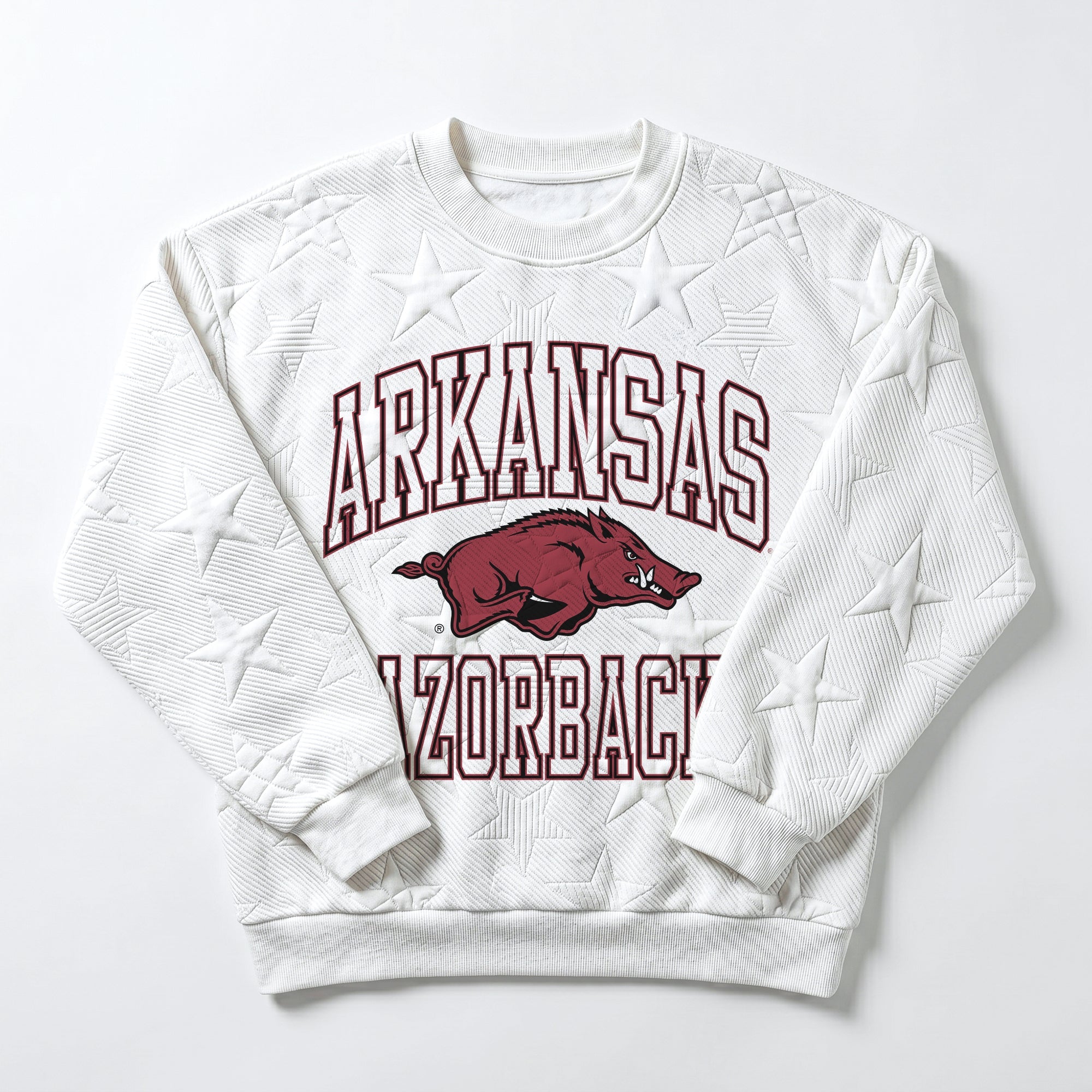 ARKANSAS RAZORBACKS BIG PLAY ENERGY EMBOSSED STAR CREWNECK