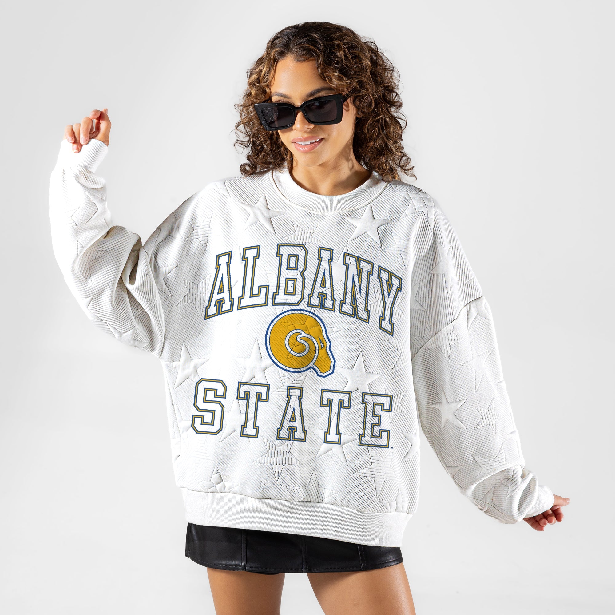 ALBANY STATE GOLDEN RAMS BIG PLAY ENERGY EMBOSSED STAR CREWNECK
