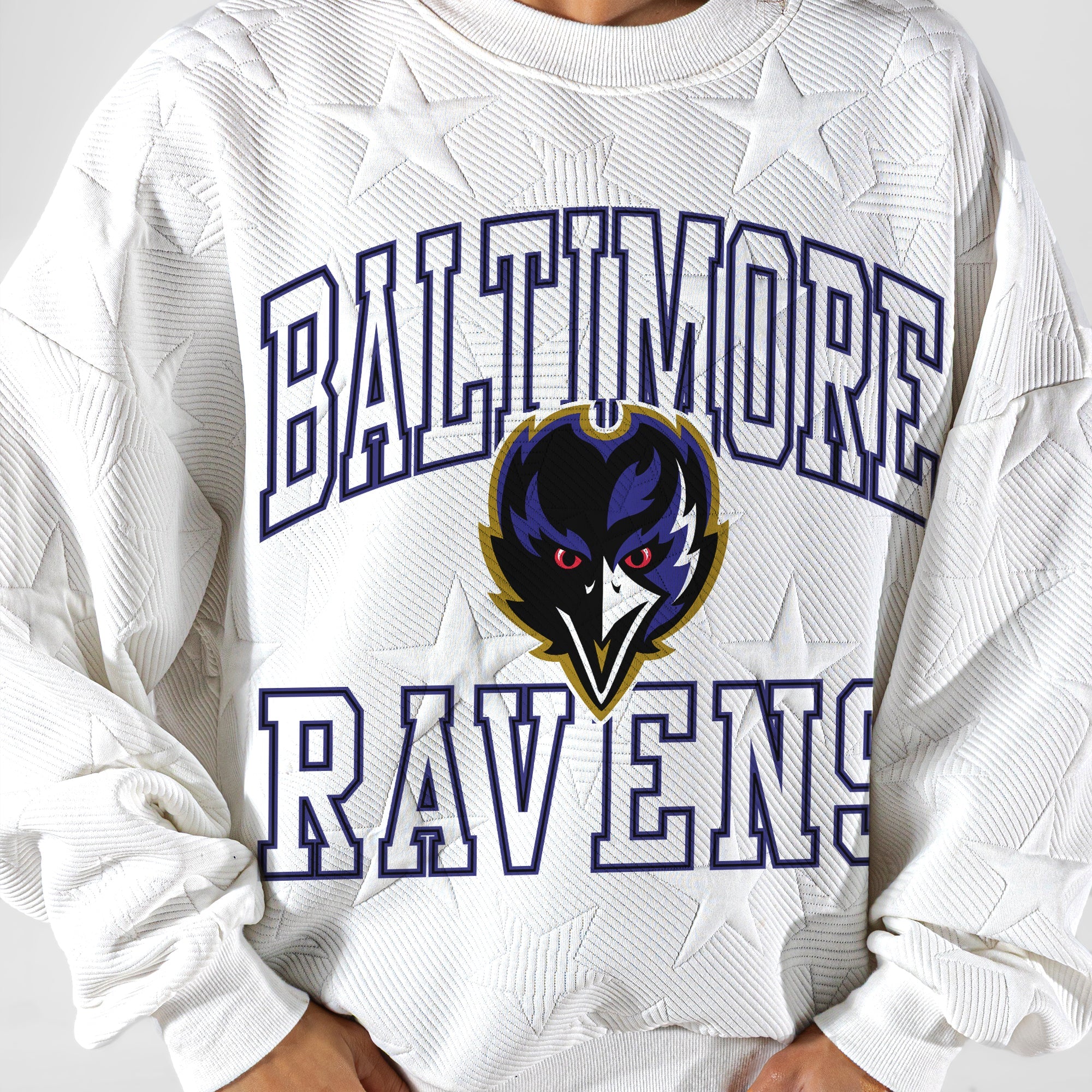 BALTIMORE RAVENS BIG PLAY ENERGY EMBOSSED STAR CREWNECK