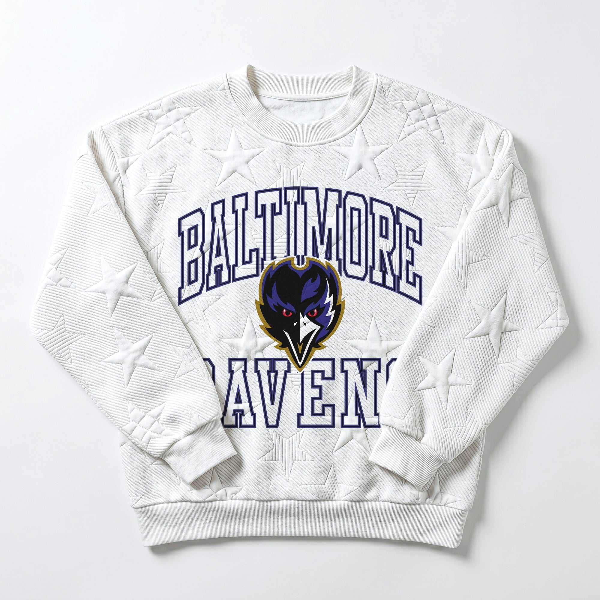 BALTIMORE RAVENS BIG PLAY ENERGY EMBOSSED STAR CREWNECK