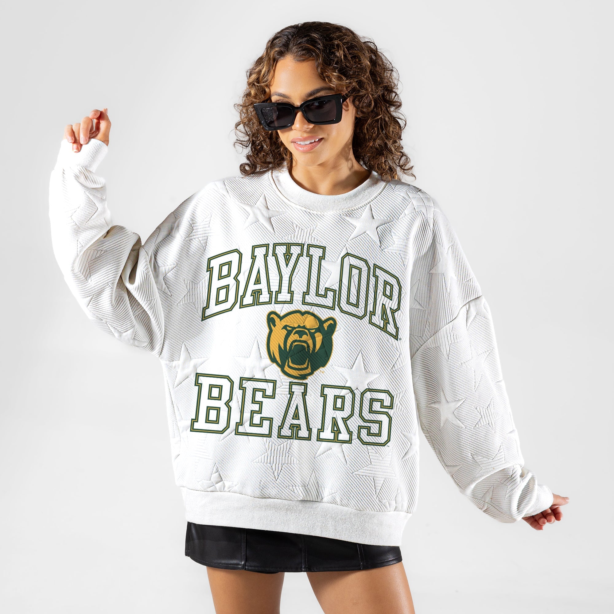 BAYLOR BEARS BIG PLAY ENERGY EMBOSSED STAR CREWNECK