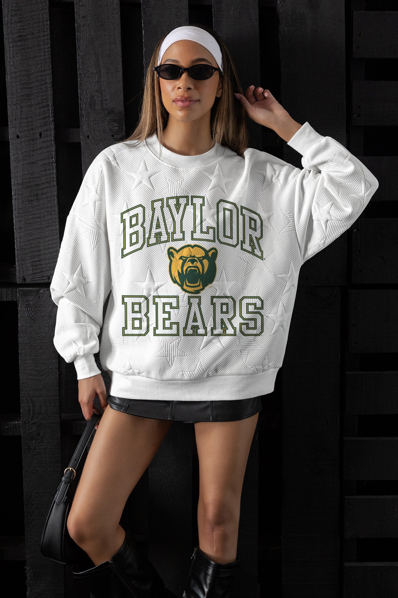 BAYLOR BEARS BIG PLAY ENERGY EMBOSSED STAR CREWNECK