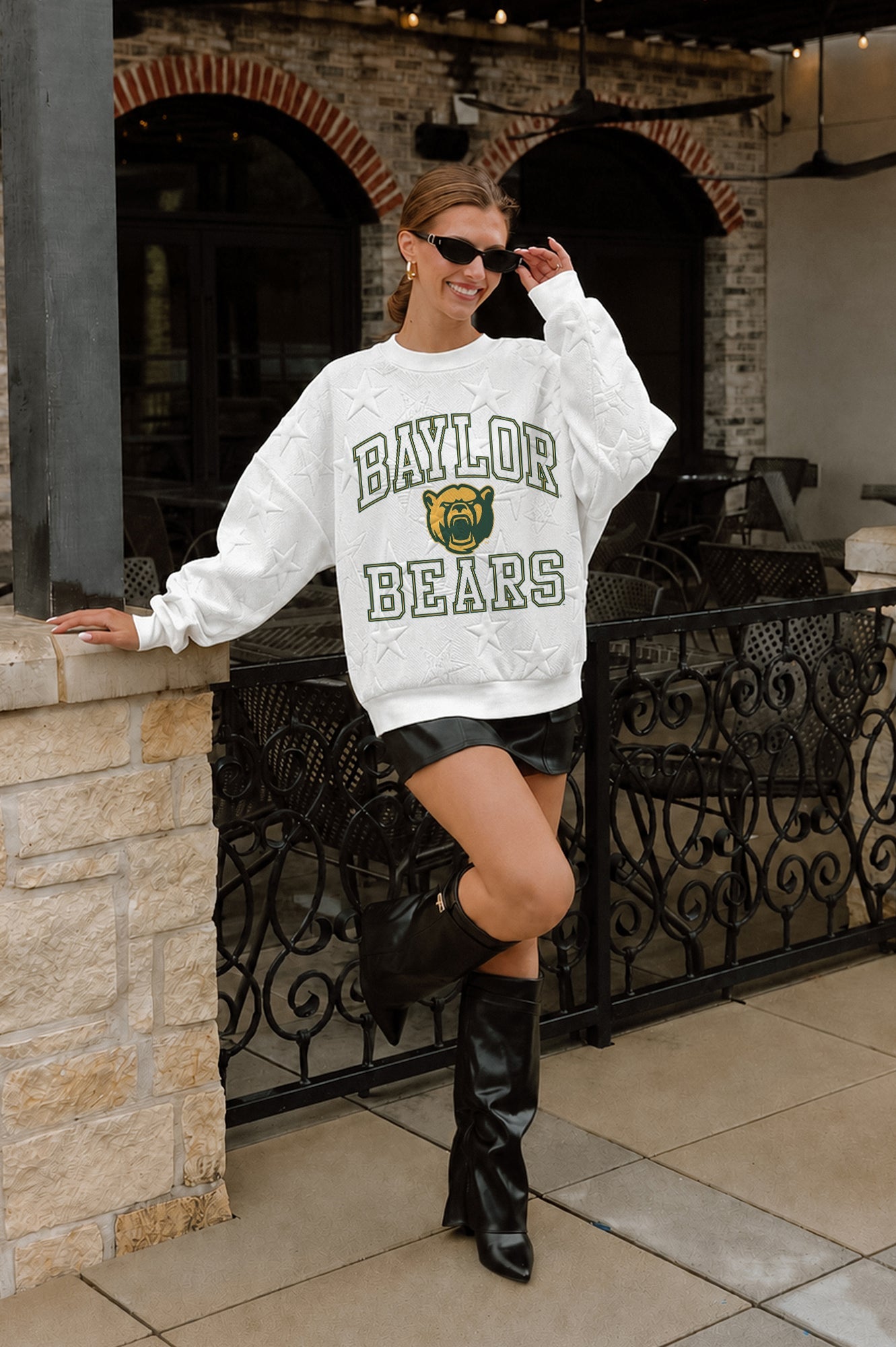 BAYLOR BEARS BIG PLAY ENERGY EMBOSSED STAR CREWNECK
