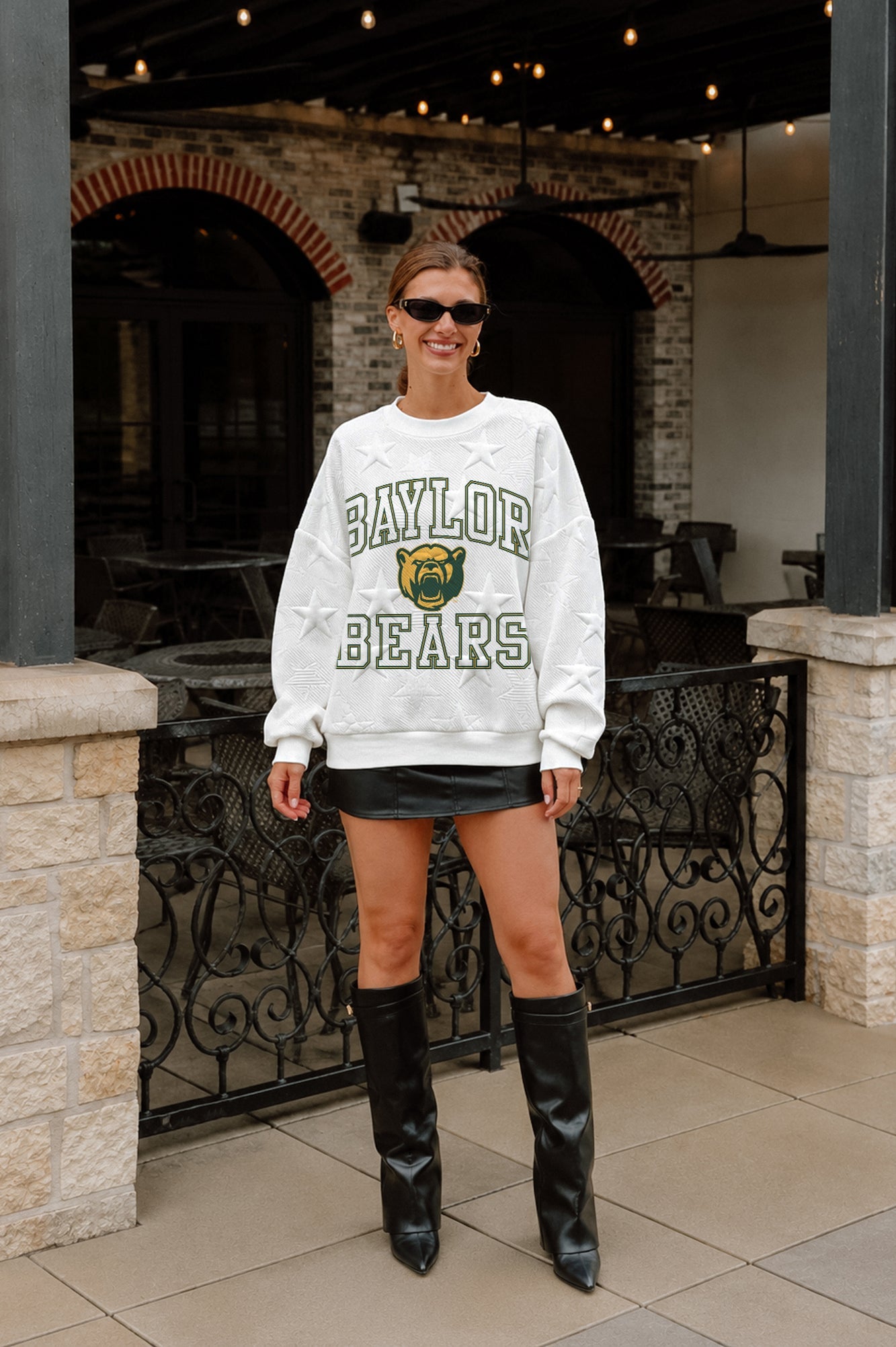BAYLOR BEARS BIG PLAY ENERGY EMBOSSED STAR CREWNECK