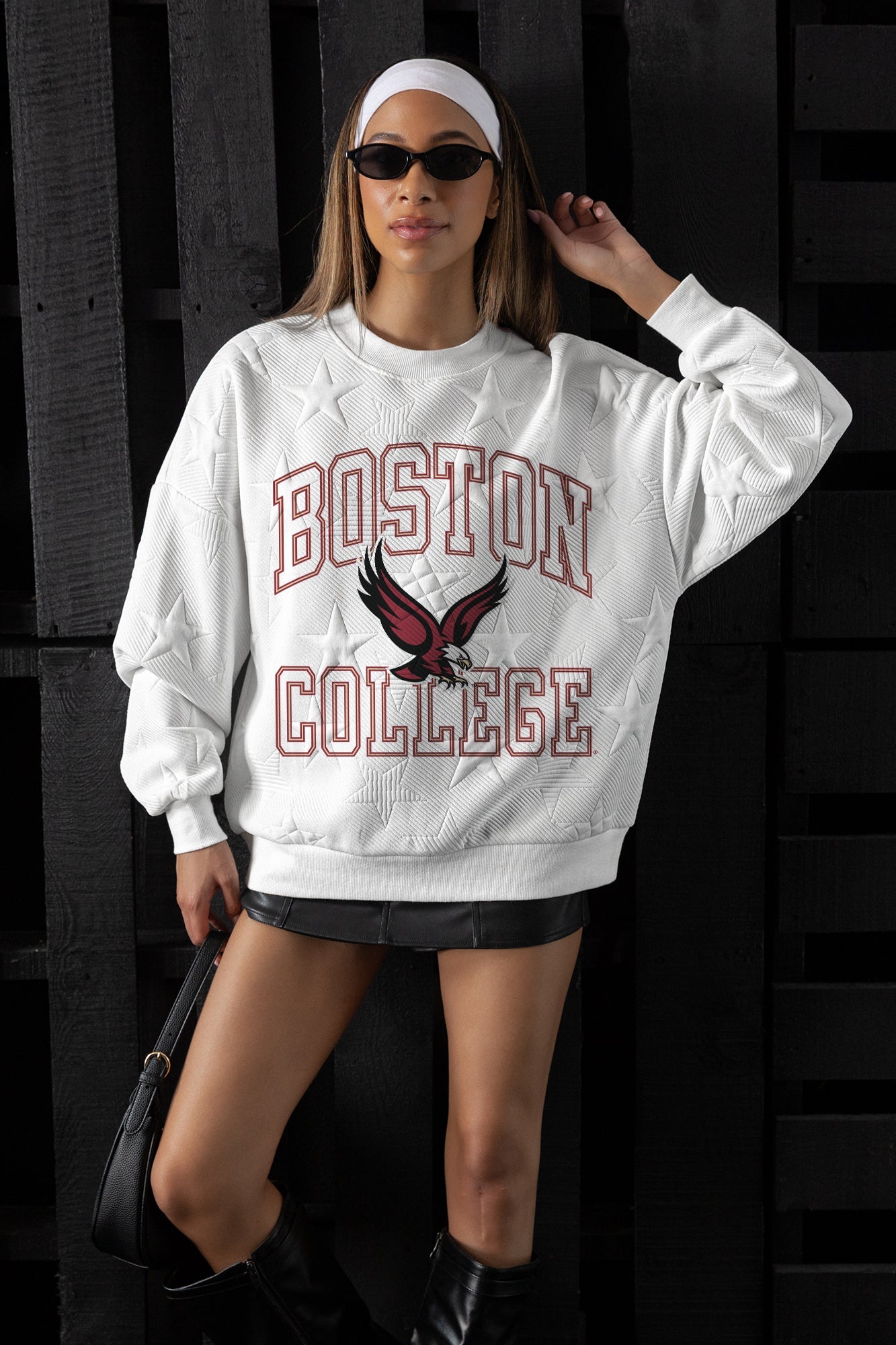 BOSTON COLLEGE EAGLES BIG PLAY ENERGY EMBOSSED STAR CREWNECK