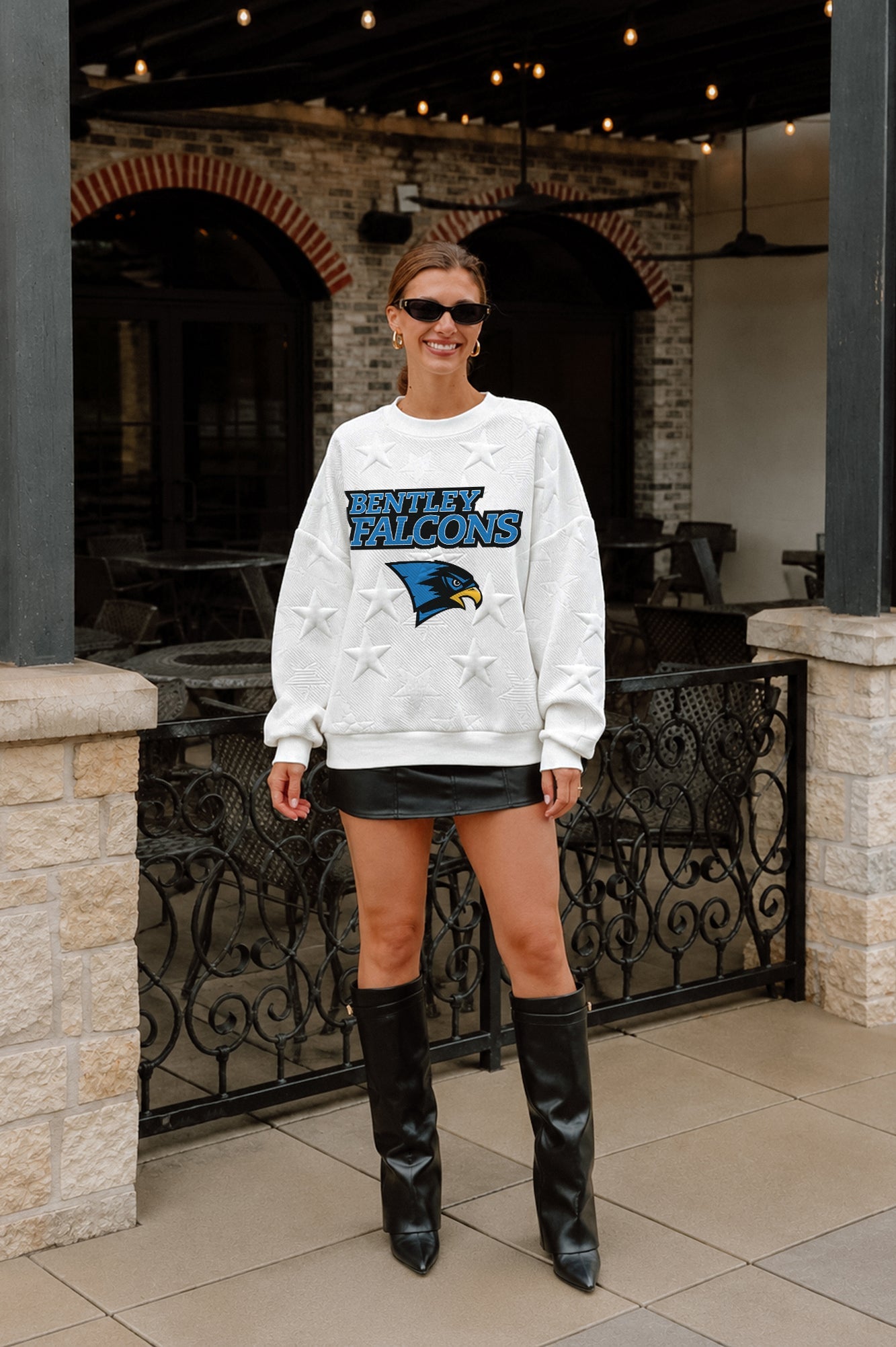 BENTLEY FALCONS BIG PLAY ENERGY EMBOSSED STAR CREWNECK