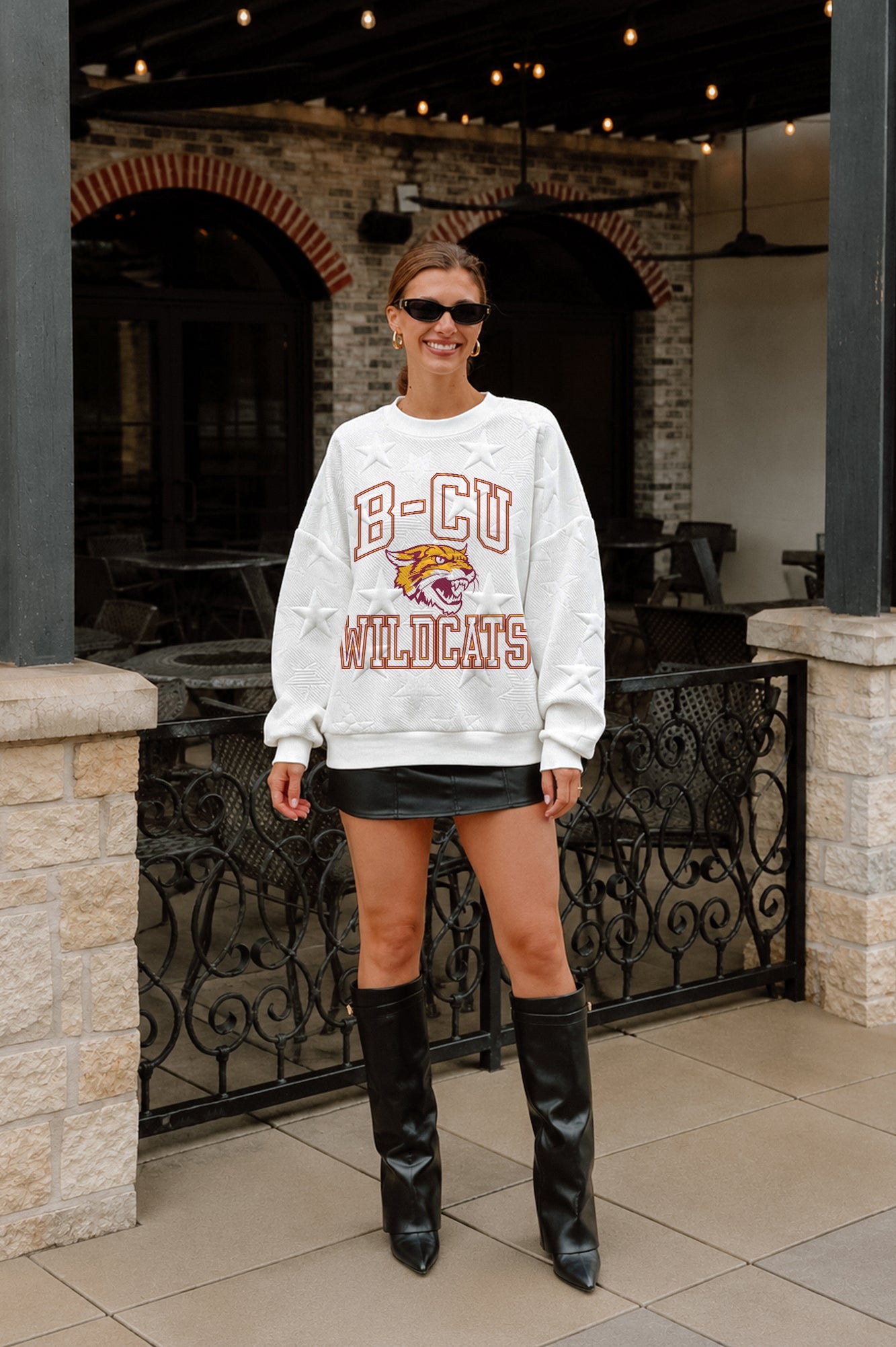 BETHUNE-COOKMAN WILDCATS BIG PLAY ENERGY EMBOSSED STAR CREWNECK