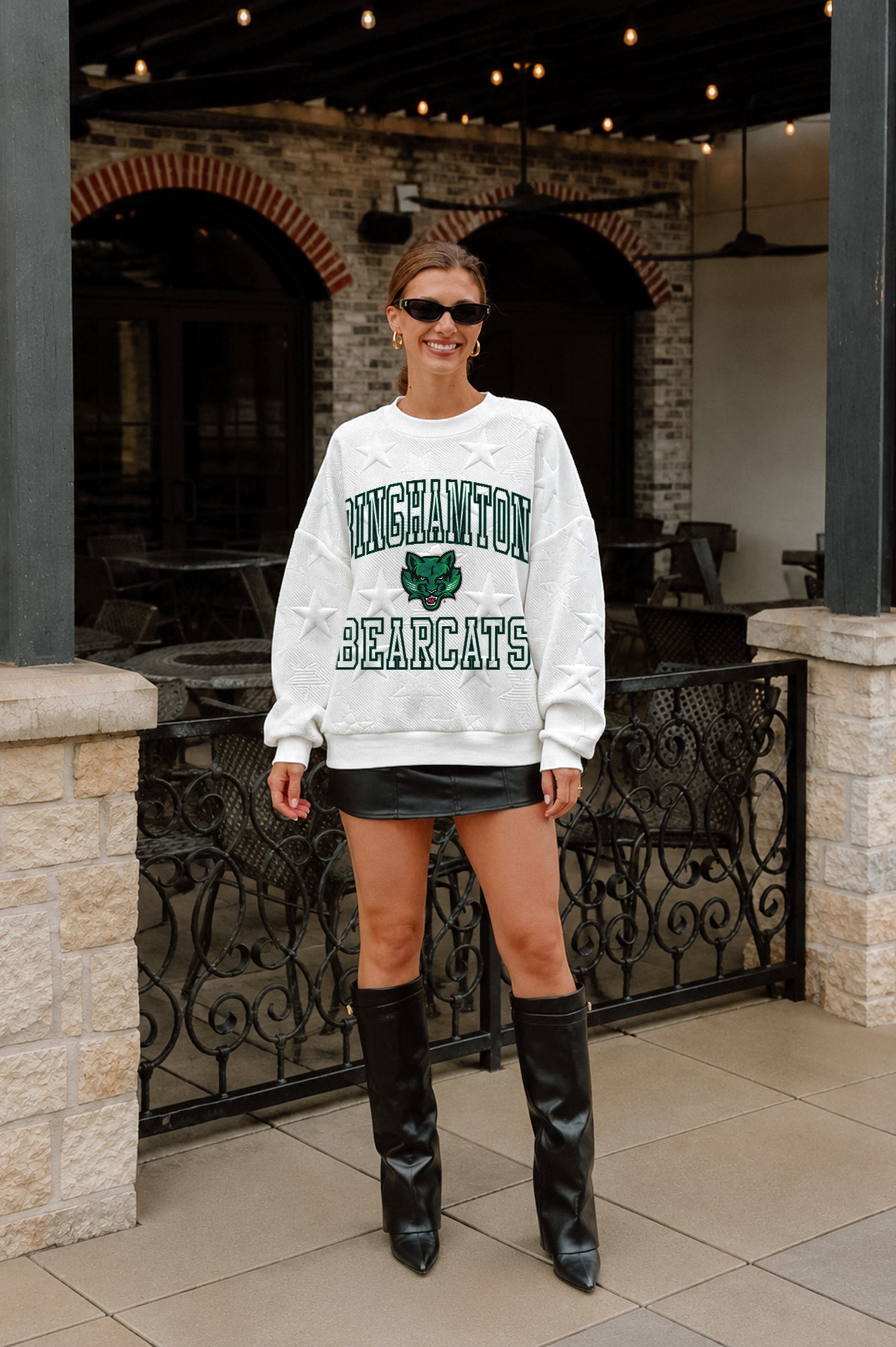 BINGHAMTON BEARCATS BIG PLAY ENERGY EMBOSSED STAR CREWNECK