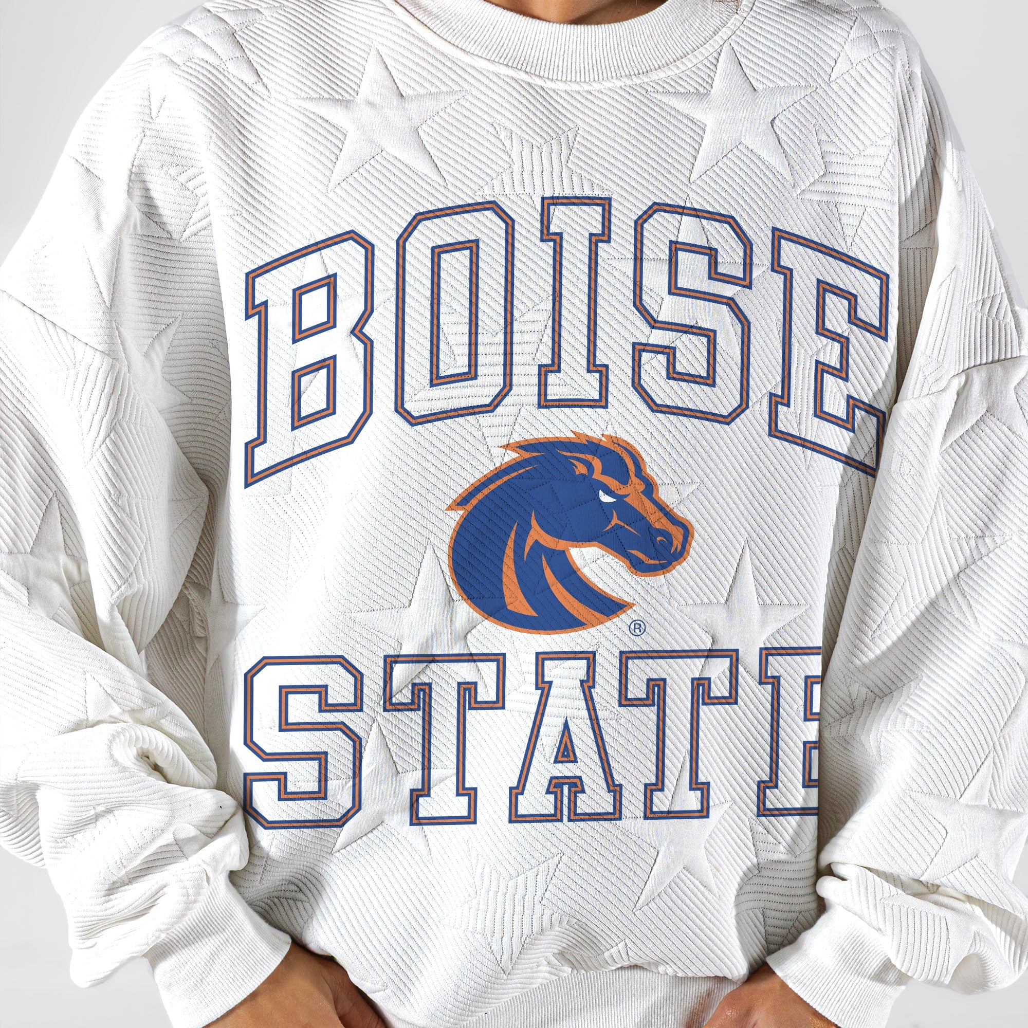 BOISE STATE BRONCOS BIG PLAY ENERGY EMBOSSED STAR CREWNECK