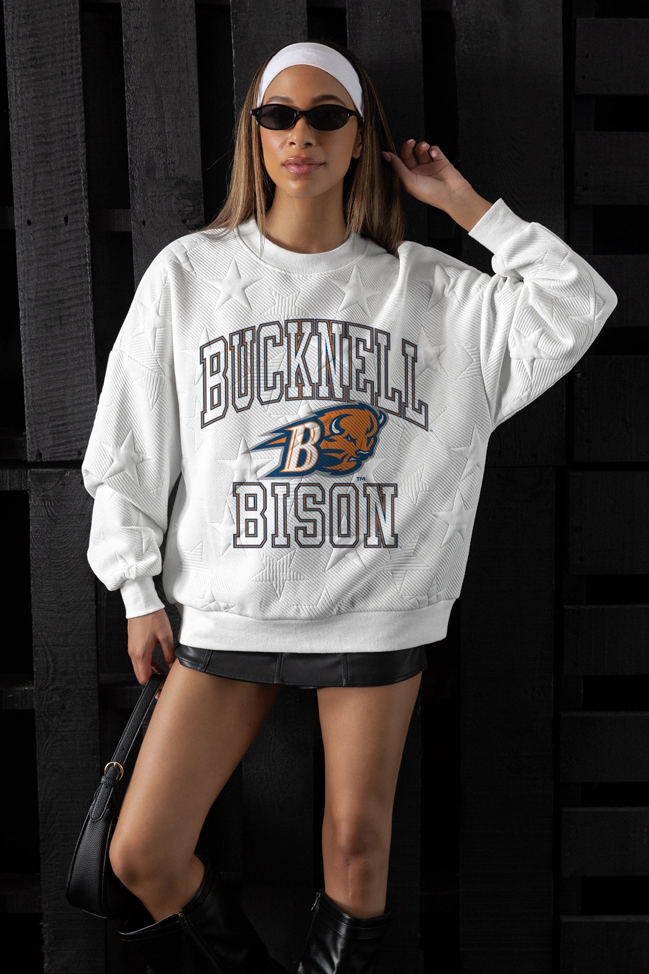 BUCKNELL BISON BIG PLAY ENERGY EMBOSSED STAR CREWNECK