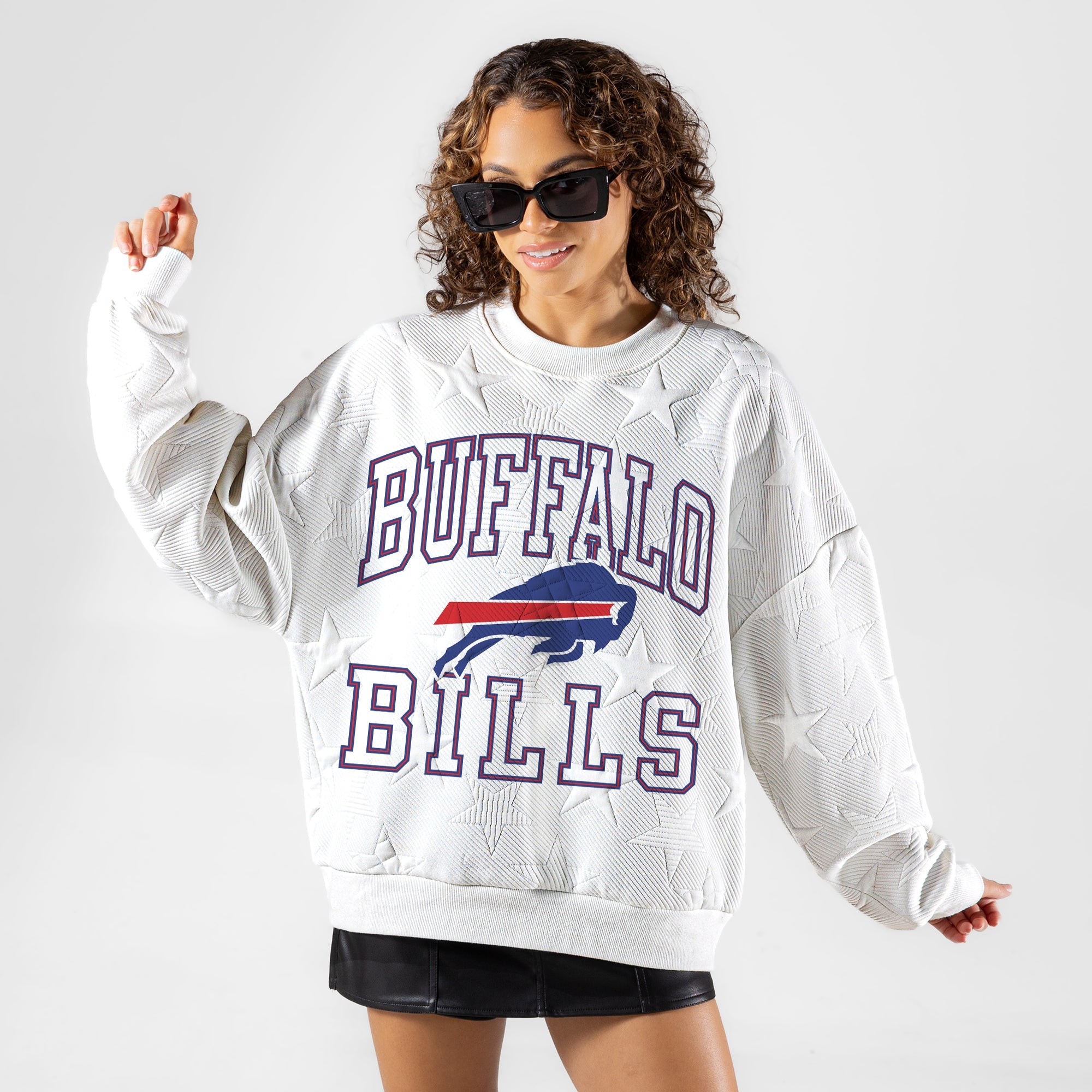 BUFFALO BILLS BIG PLAY ENERGY EMBOSSED STAR CREWNECK