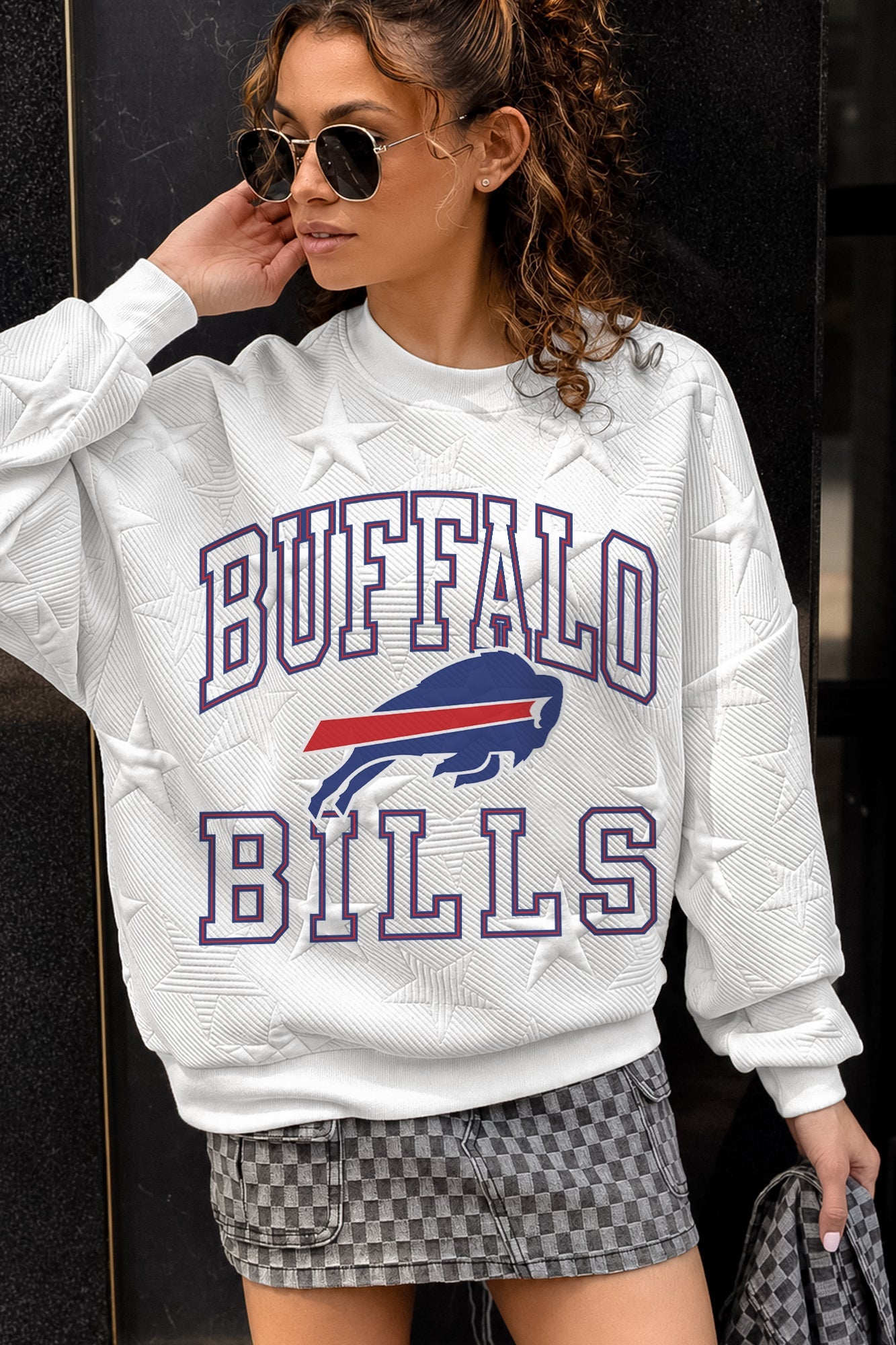 BUFFALO BILLS BIG PLAY ENERGY EMBOSSED STAR CREWNECK