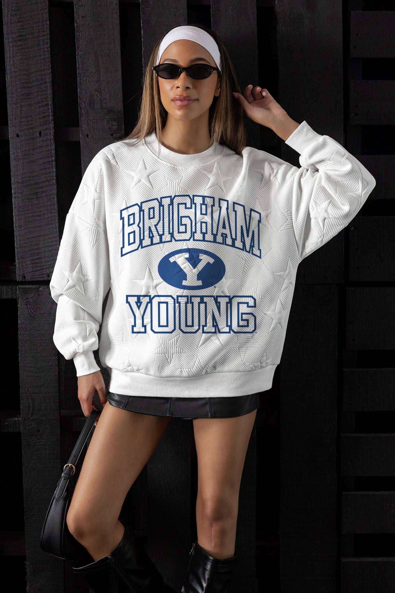 BYU COUGARS BIG PLAY ENERGY EMBOSSED STAR CREWNECK