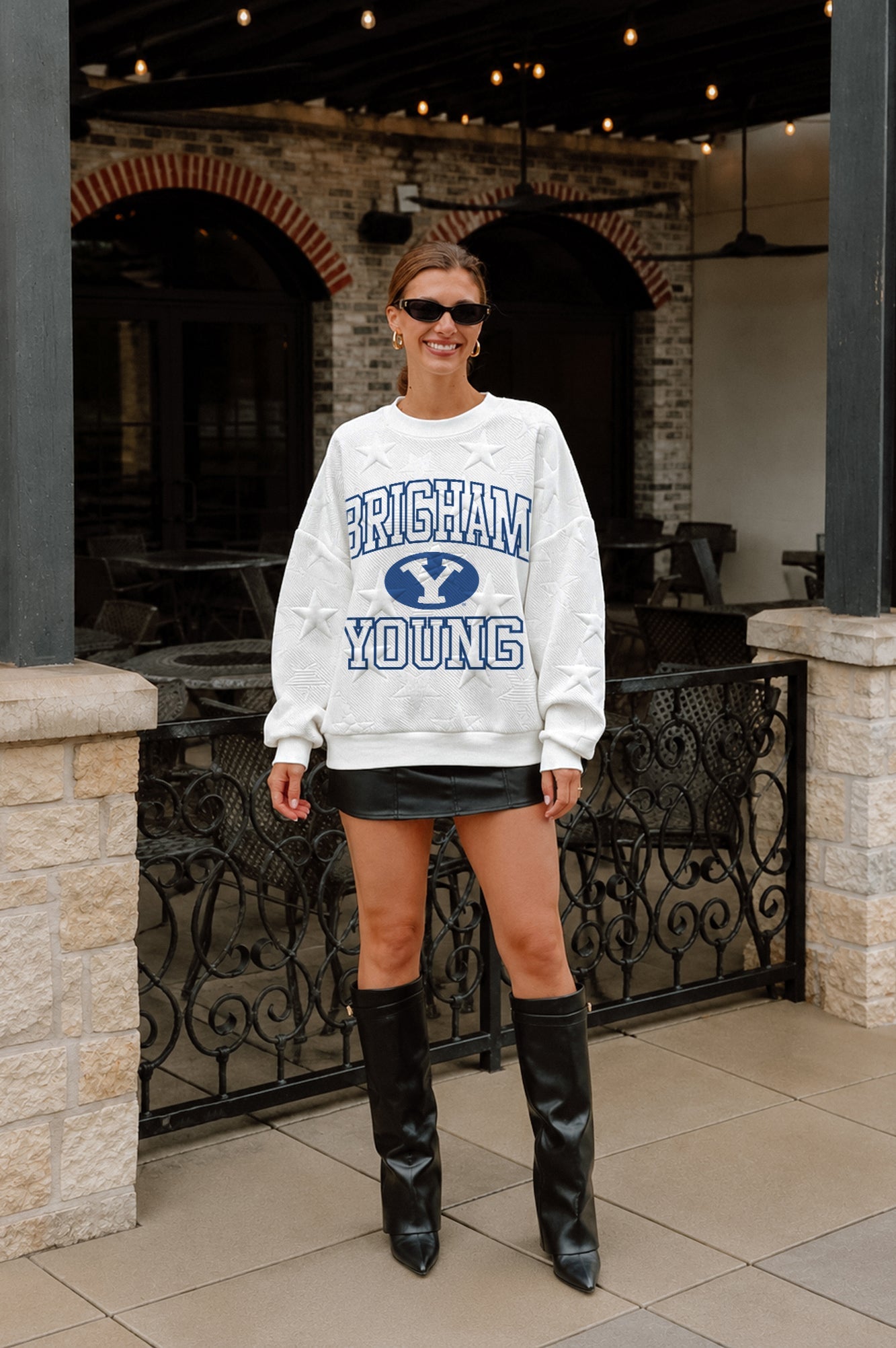 BYU COUGARS BIG PLAY ENERGY EMBOSSED STAR CREWNECK