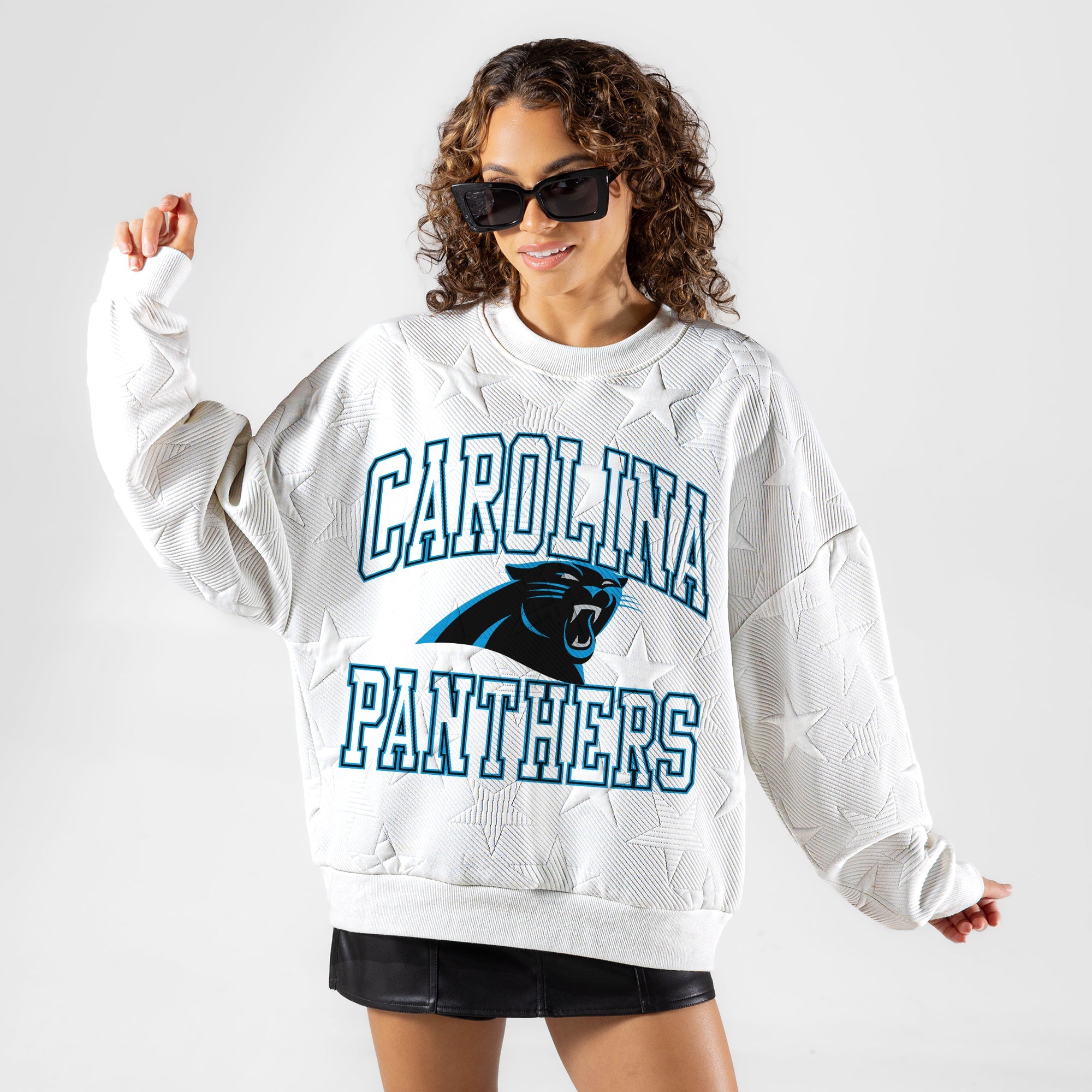 CAROLINA PANTHERS BIG PLAY ENERGY EMBOSSED STAR CREWNECK