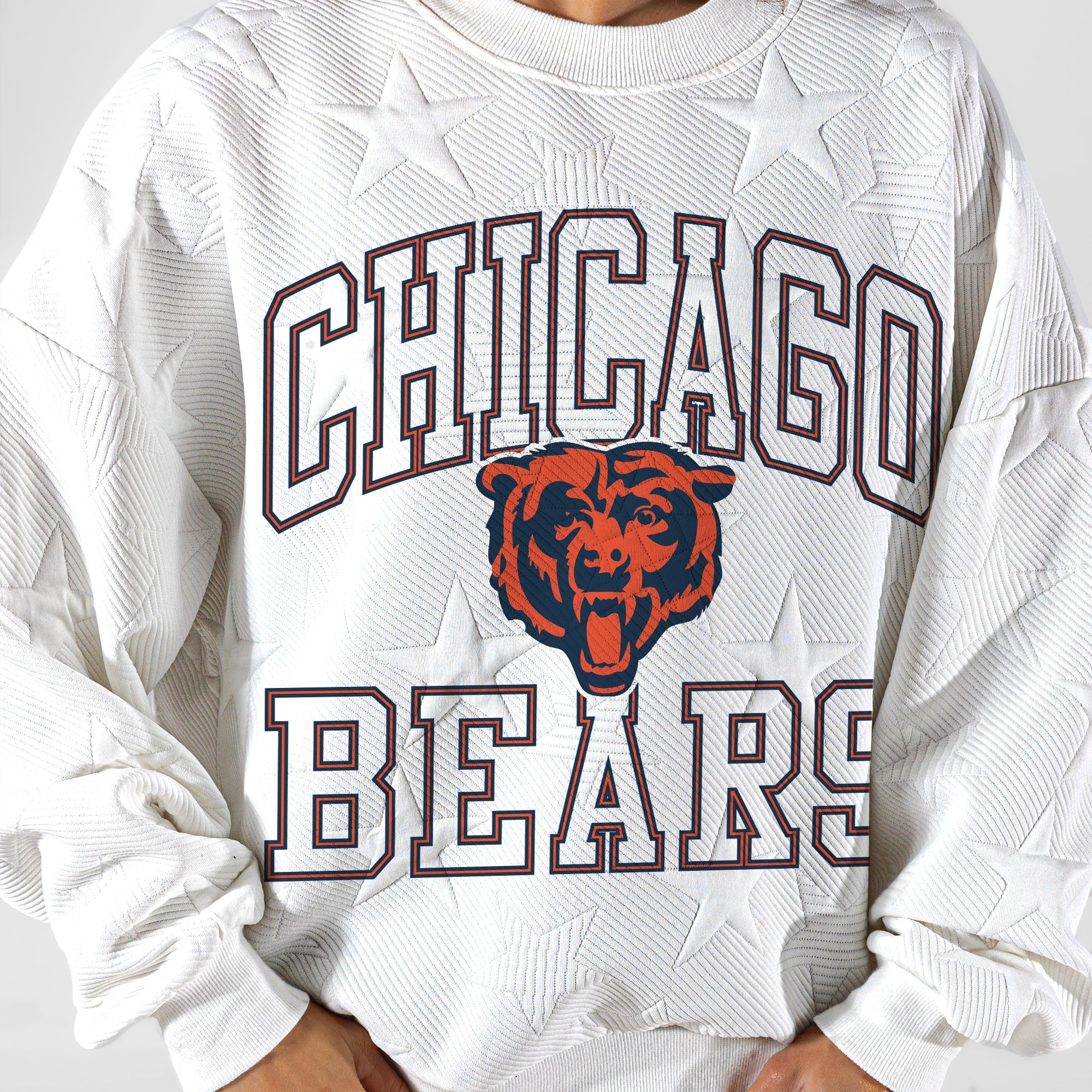 CHICAGO BEARS BIG PLAY ENERGY EMBOSSED STAR CREWNECK