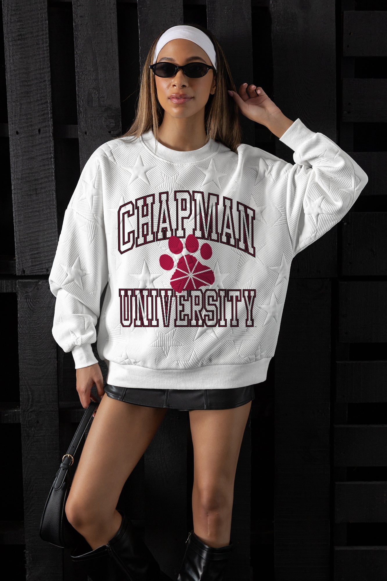 CHAPMAN UNIVERSITY PANTHERS BIG PLAY ENERGY EMBOSSED STAR CREWNECK