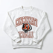 CINCINNATI BENGALS BIG PLAY ENERGY EMBOSSED STAR CREWNECK