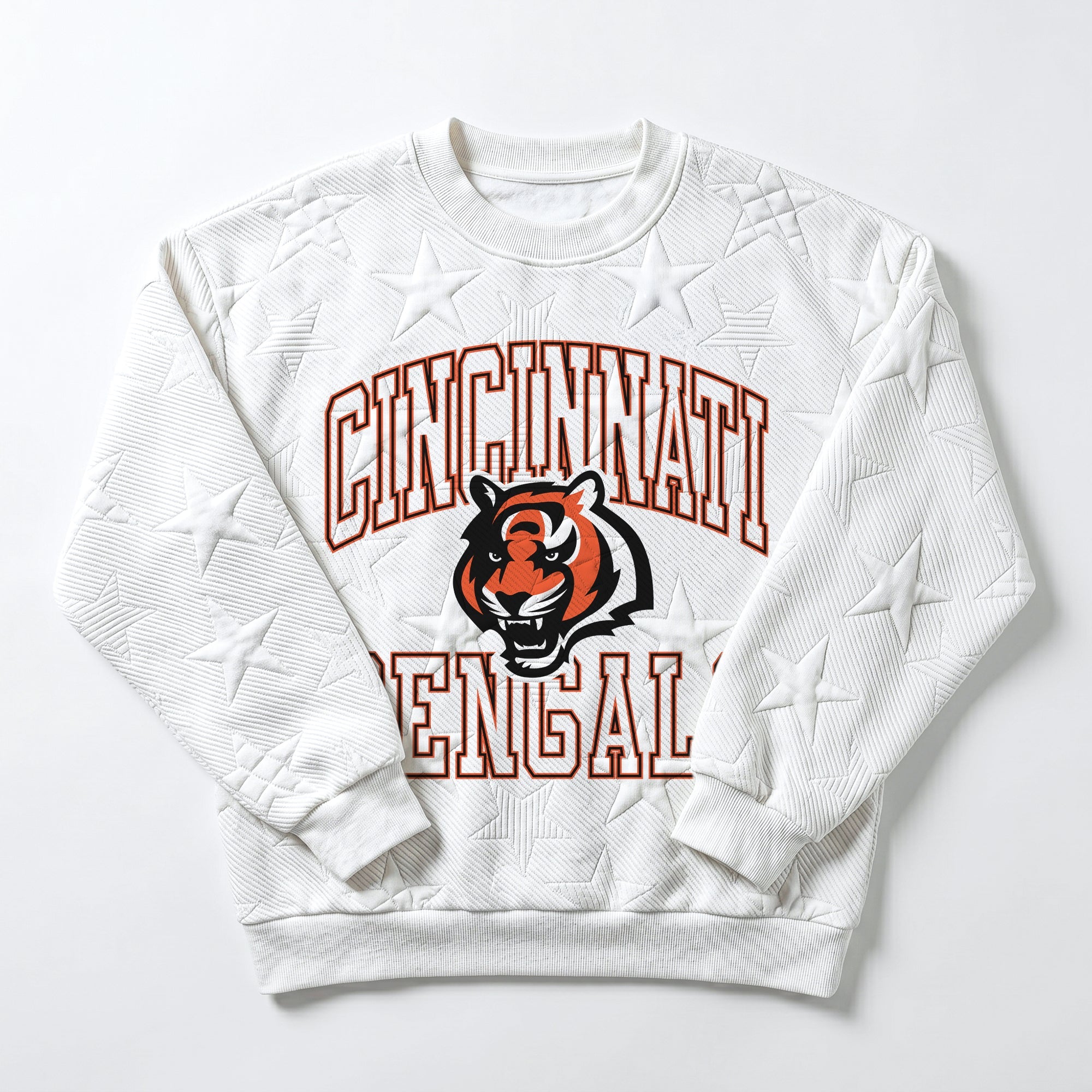 CINCINNATI BENGALS BIG PLAY ENERGY EMBOSSED STAR CREWNECK