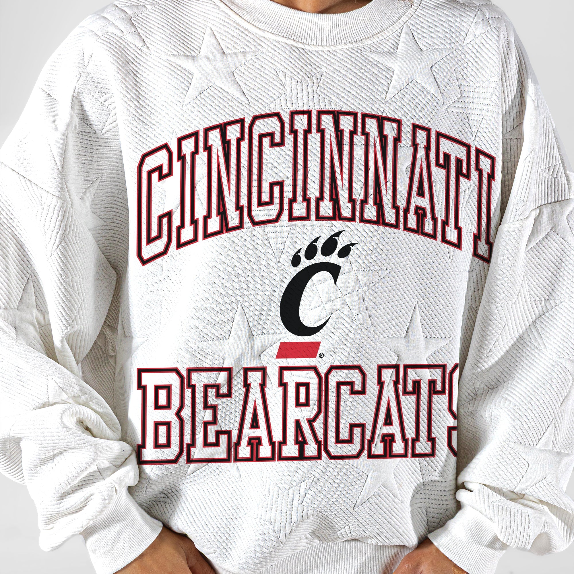 CINCINNATI BEARCATS BIG PLAY ENERGY EMBOSSED STAR CREWNECK