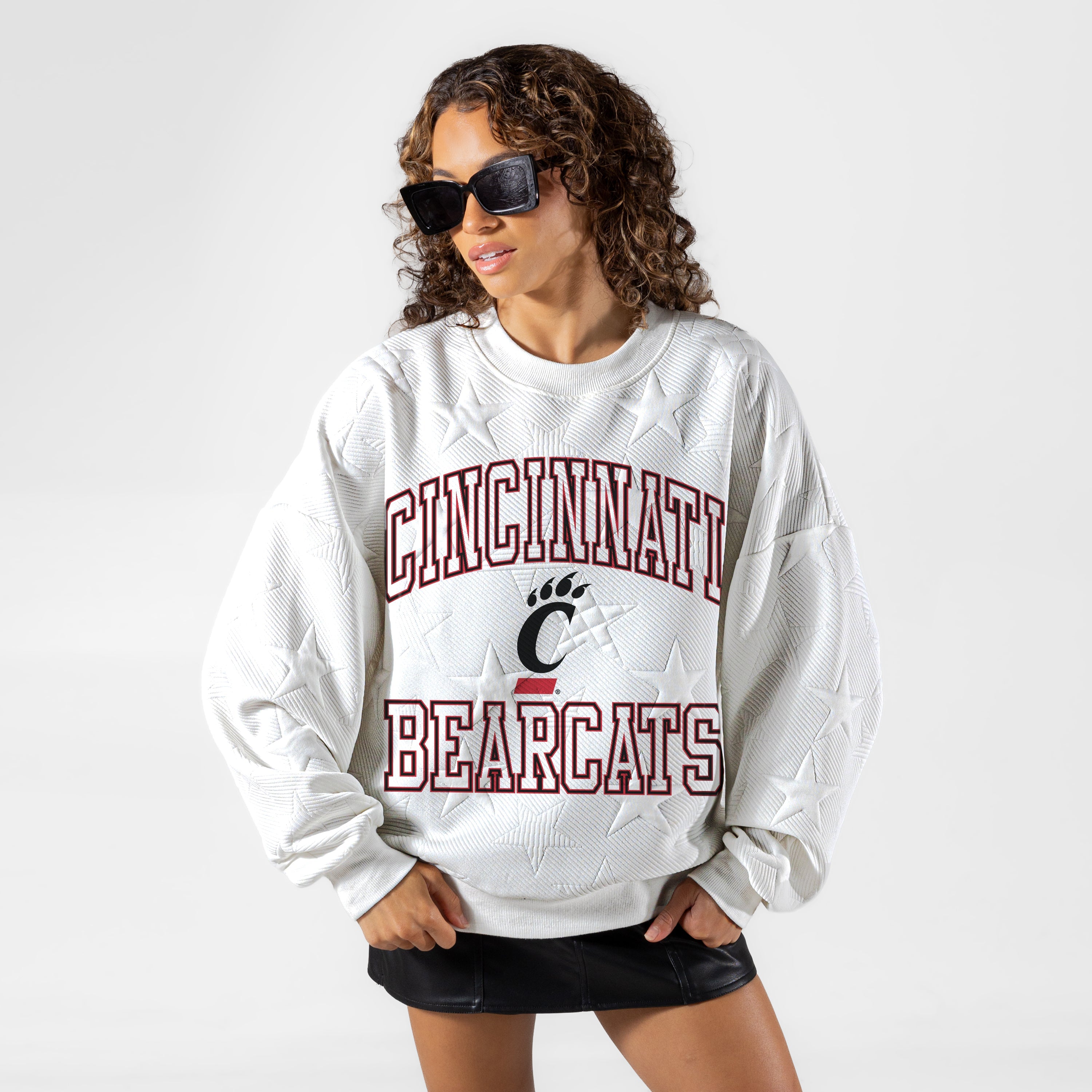 CINCINNATI BEARCATS BIG PLAY ENERGY EMBOSSED STAR CREWNECK
