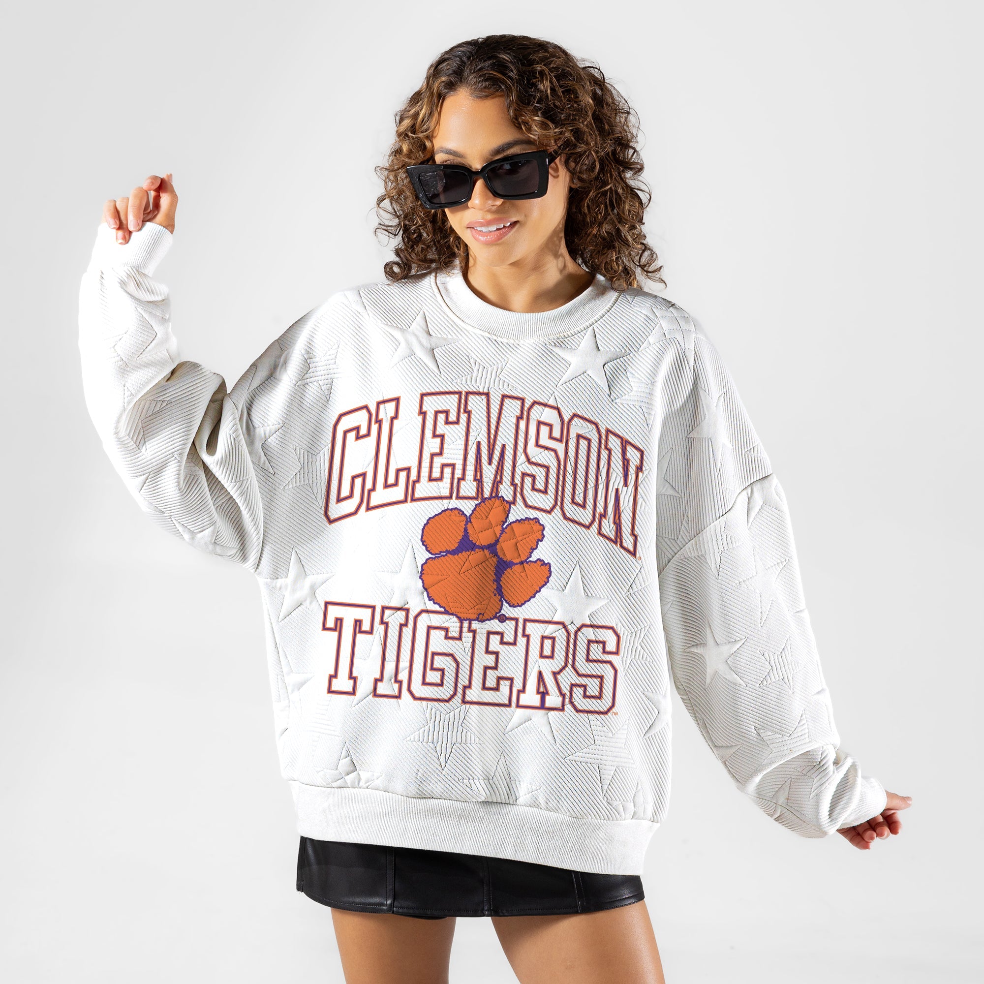 CLEMSON TIGERS BIG PLAY ENERGY EMBOSSED STAR CREWNECK