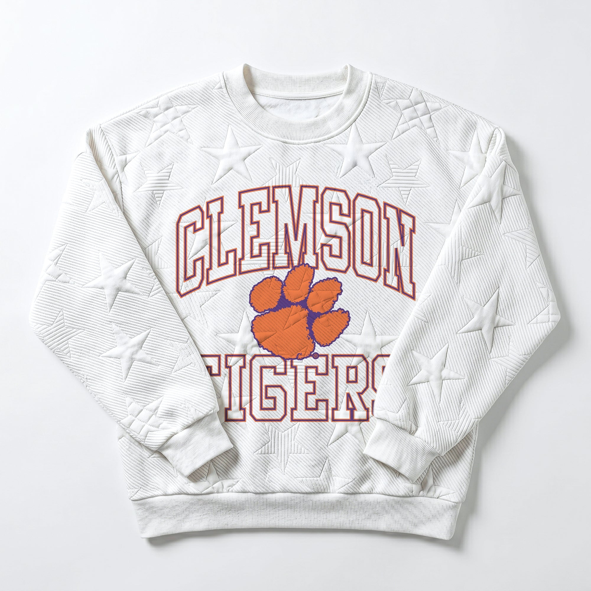 CLEMSON TIGERS BIG PLAY ENERGY EMBOSSED STAR CREWNECK