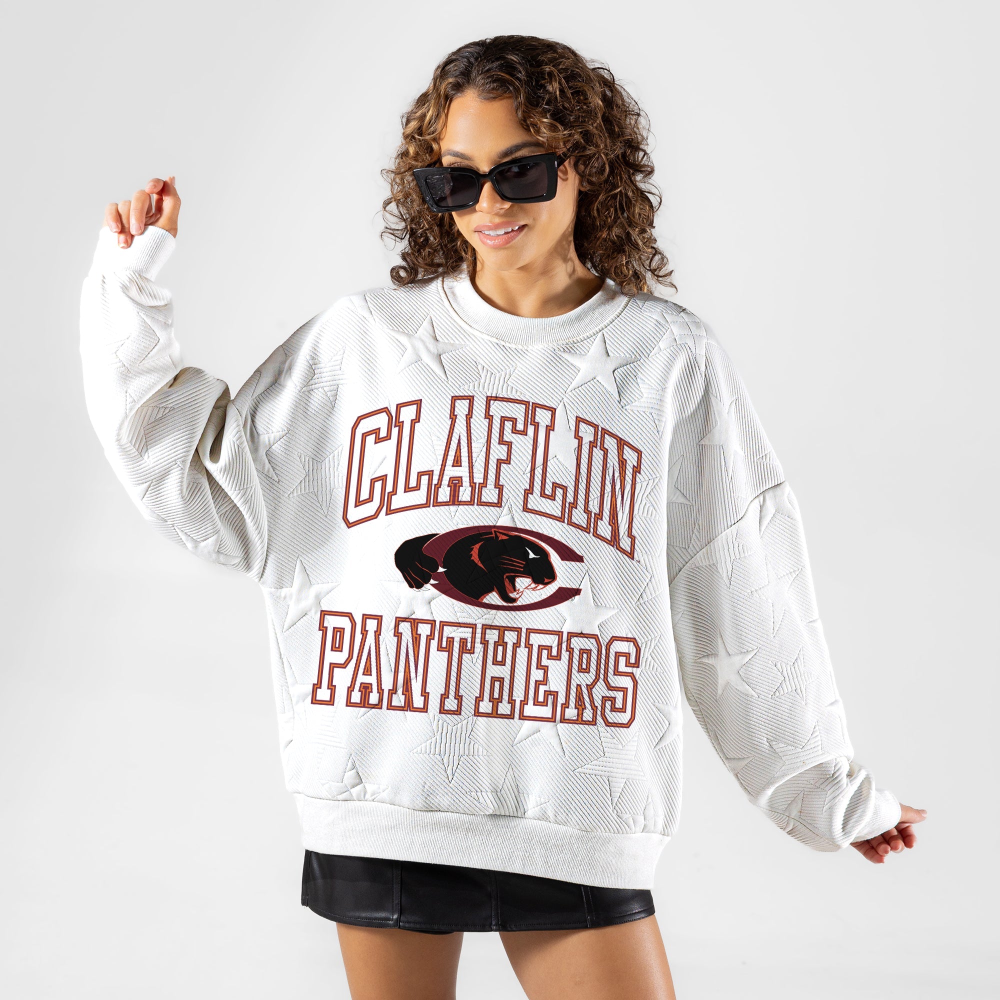 CLAFLIN PANTHERS BIG PLAY ENERGY EMBOSSED STAR CREWNECK