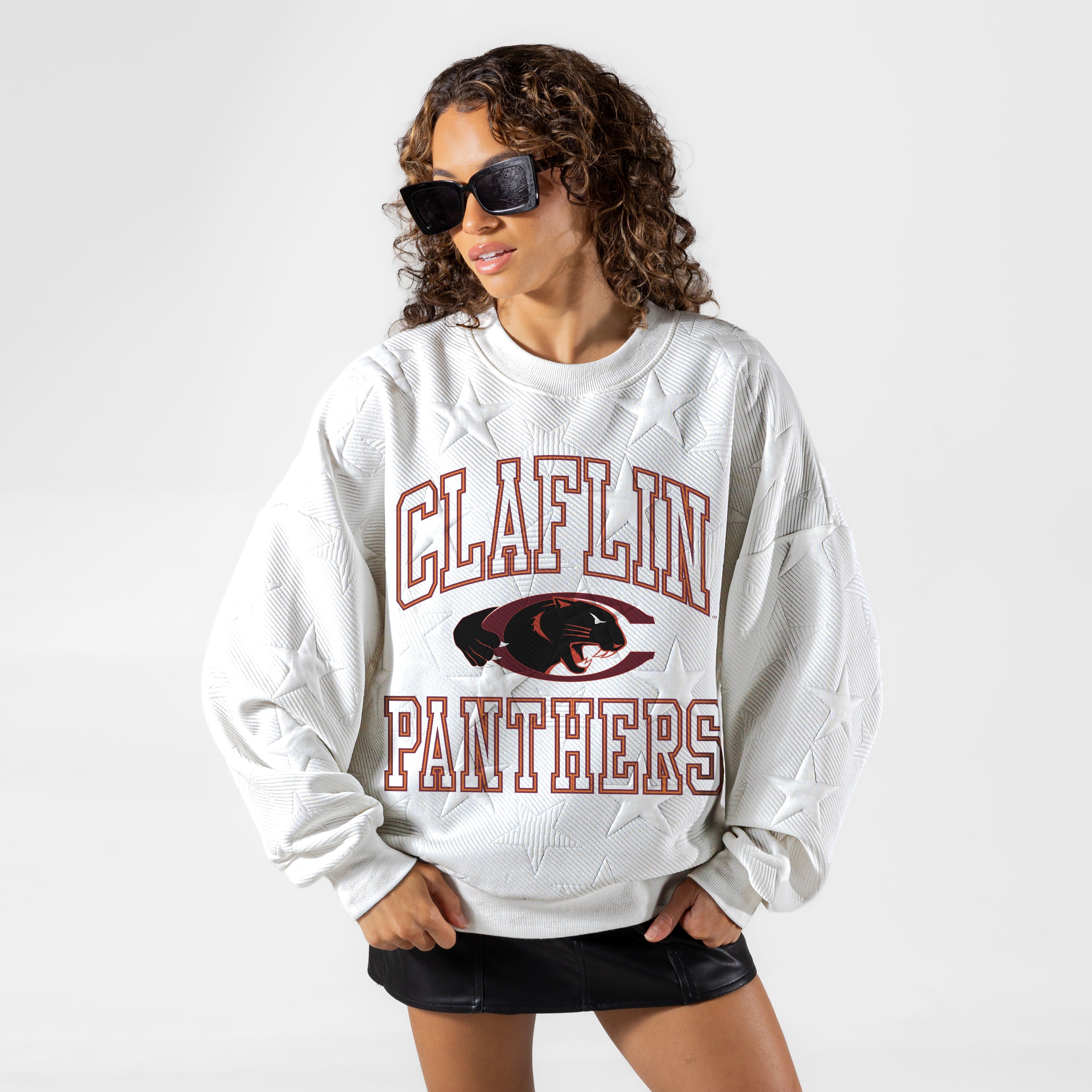 CLAFLIN PANTHERS BIG PLAY ENERGY EMBOSSED STAR CREWNECK
