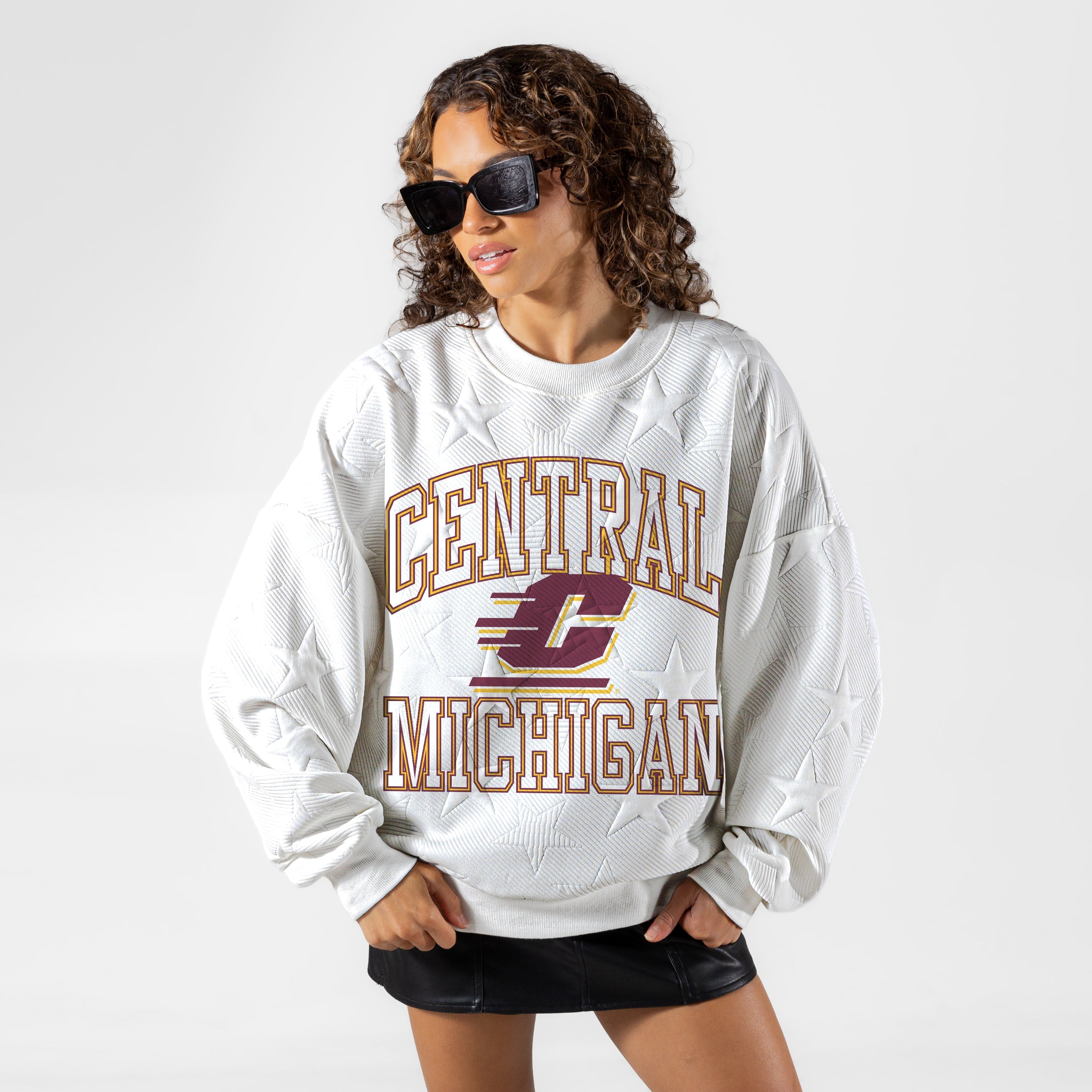 CENTRAL MICHIGAN CHIPPEWAS BIG PLAY ENERGY EMBOSSED STAR CREWNECK