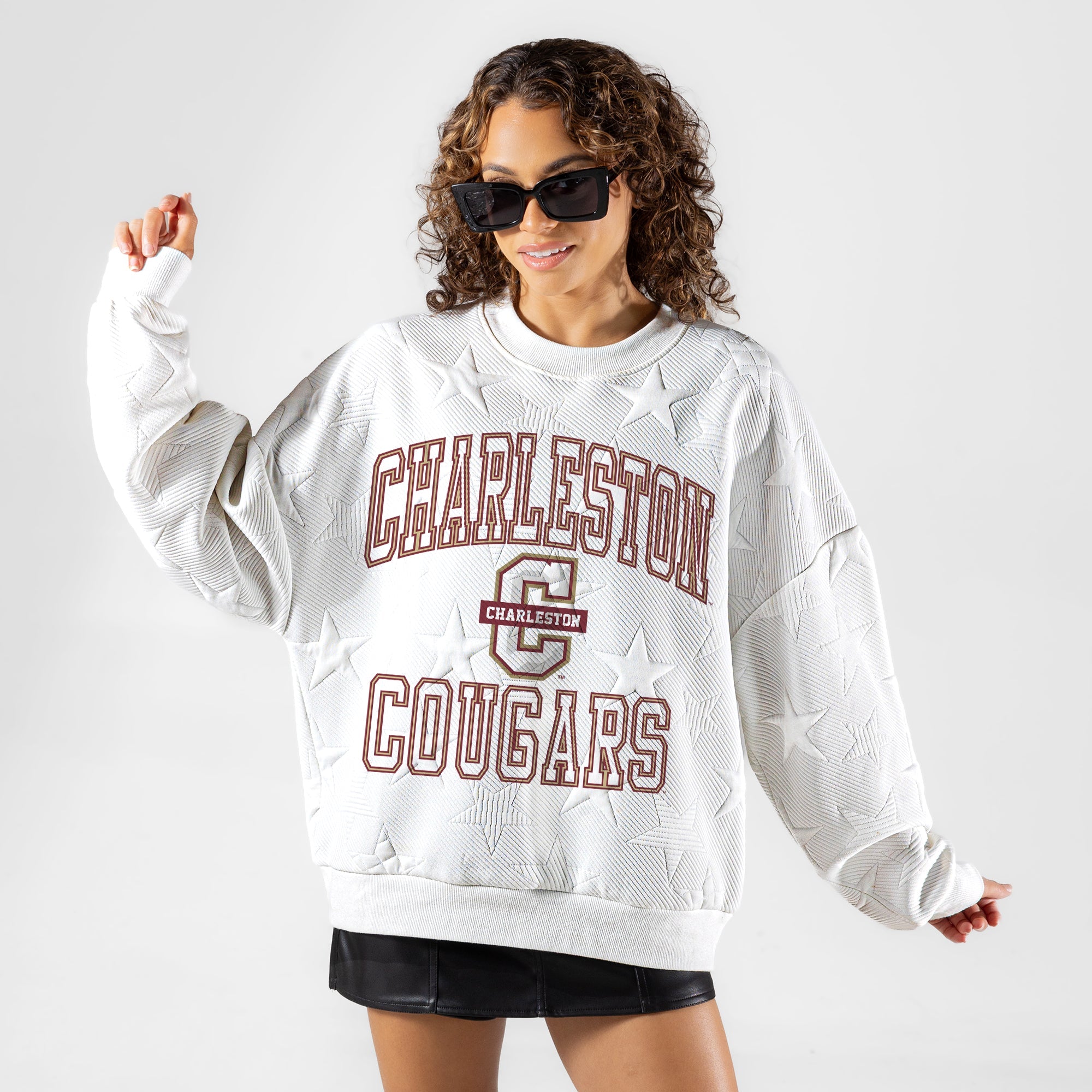 CHARLESTON COUGARS BIG PLAY ENERGY EMBOSSED STAR CREWNECK