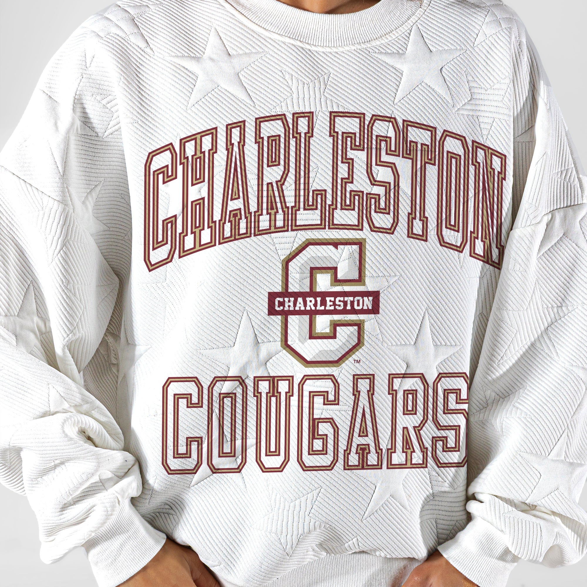 CHARLESTON COUGARS BIG PLAY ENERGY EMBOSSED STAR CREWNECK