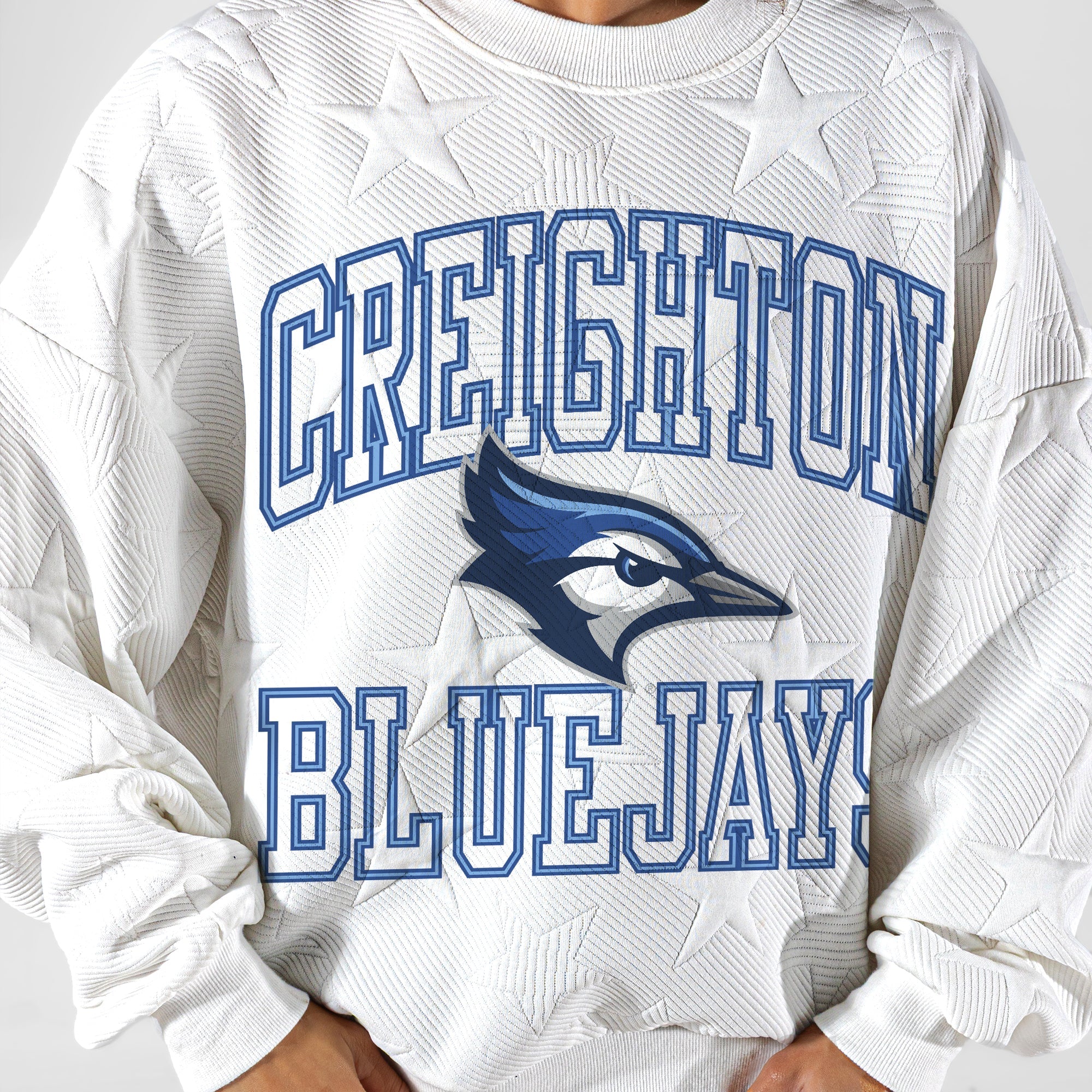 CREIGHTON BLUEJAYS BIG PLAY ENERGY EMBOSSED STAR CREWNECK