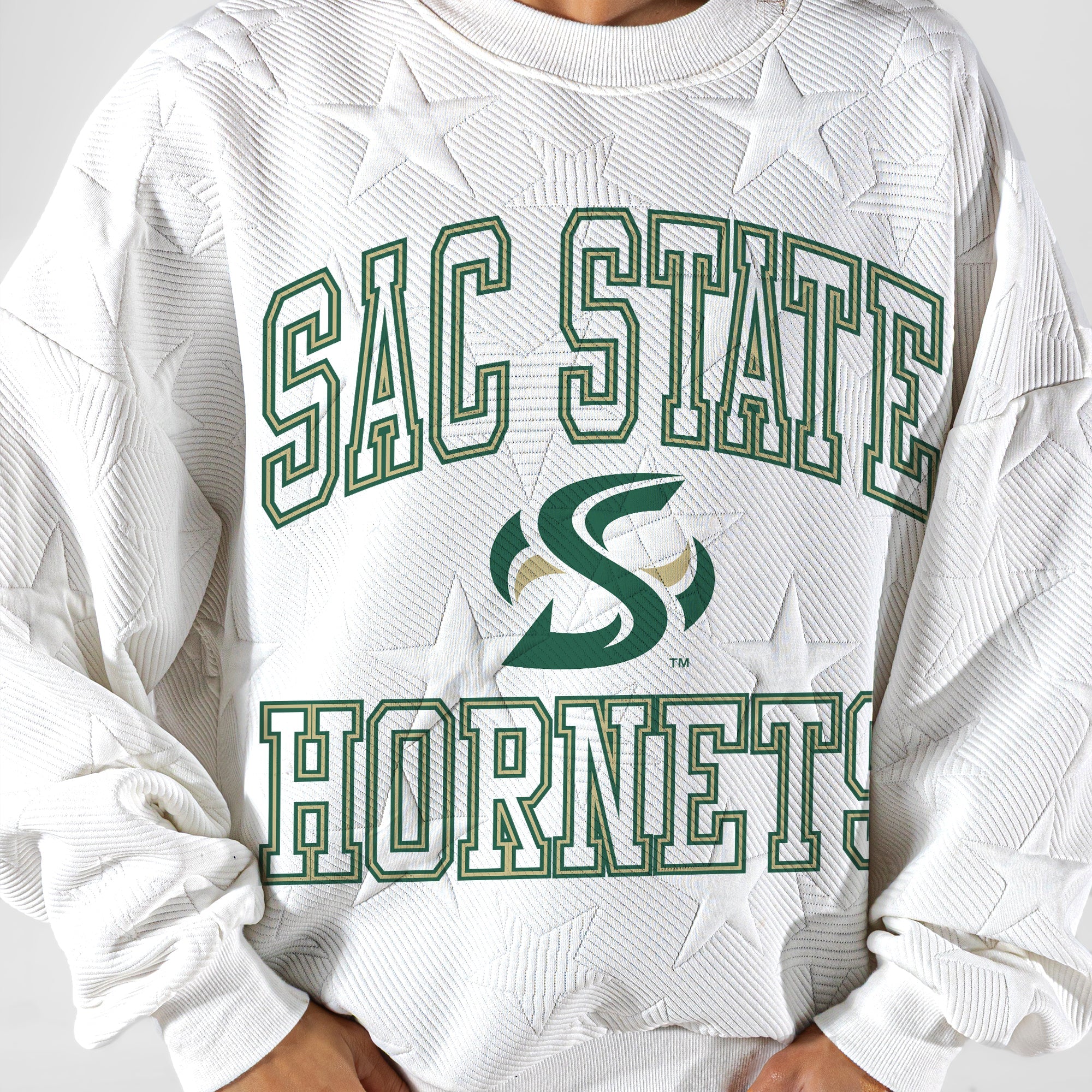 SACRAMENTO STATE HORNETS BIG PLAY ENERGY EMBOSSED STAR CREWNECK