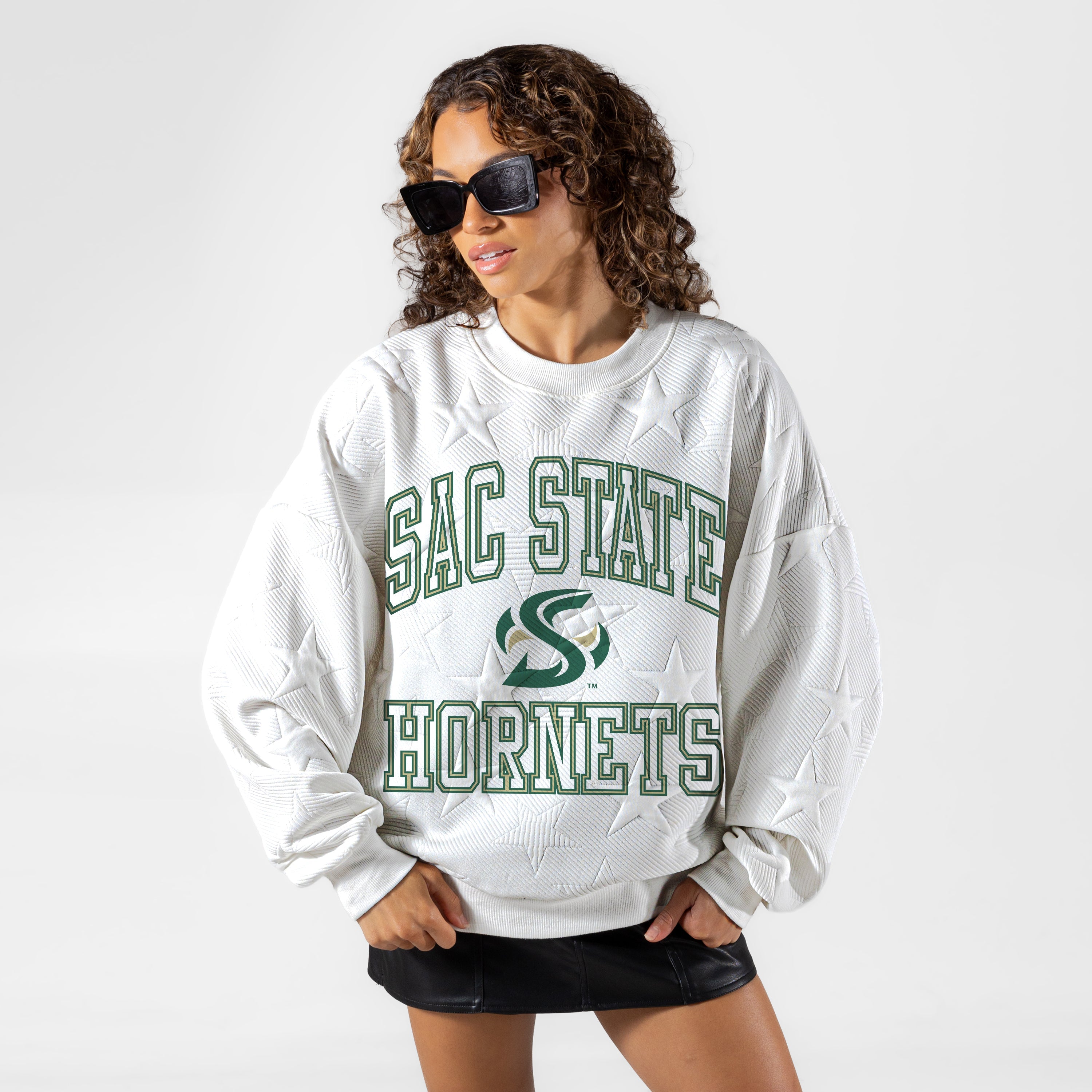SACRAMENTO STATE HORNETS BIG PLAY ENERGY EMBOSSED STAR CREWNECK