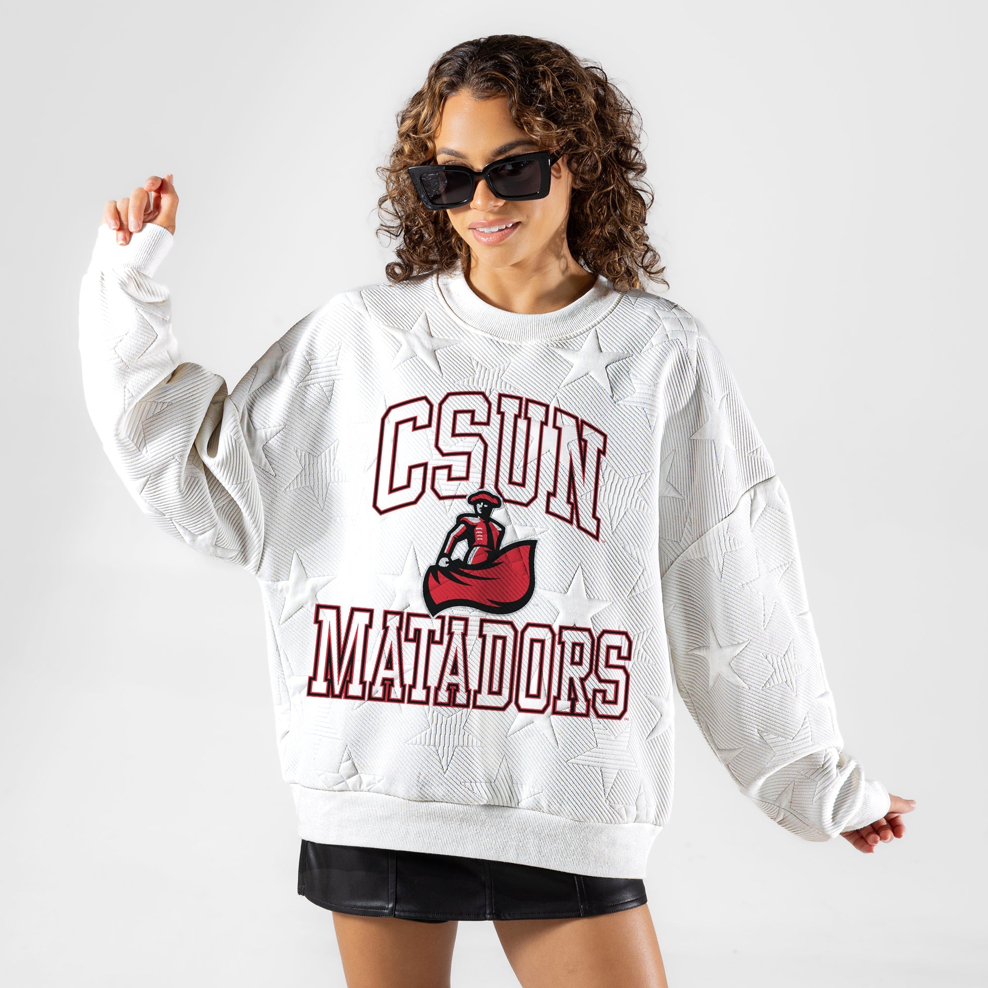 CAL STATE NORTHRIDGE MATADORS BIG PLAY ENERGY EMBOSSED STAR CREWNECK
