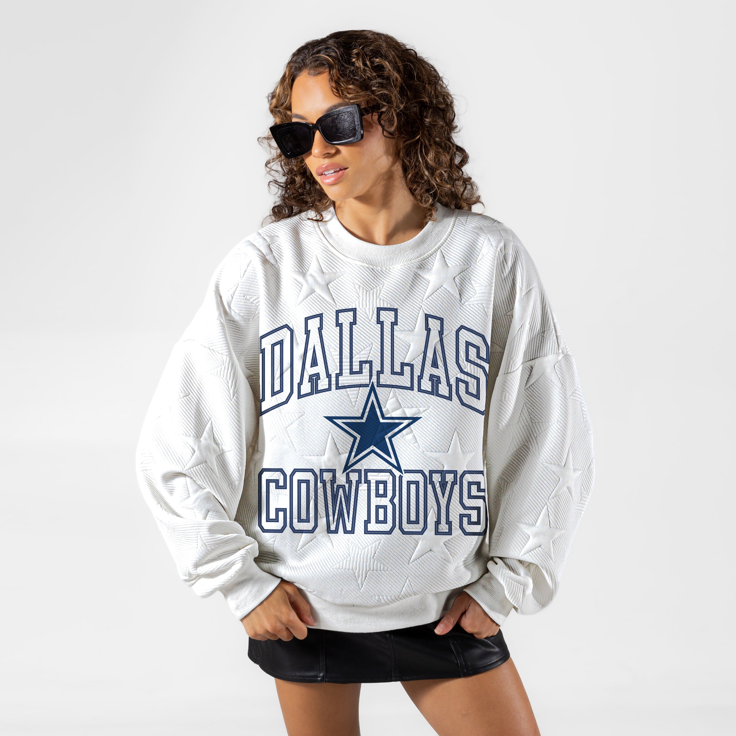 DALLAS COWBOYS BIG PLAY ENERGY EMBOSSED STAR CREWNECK
