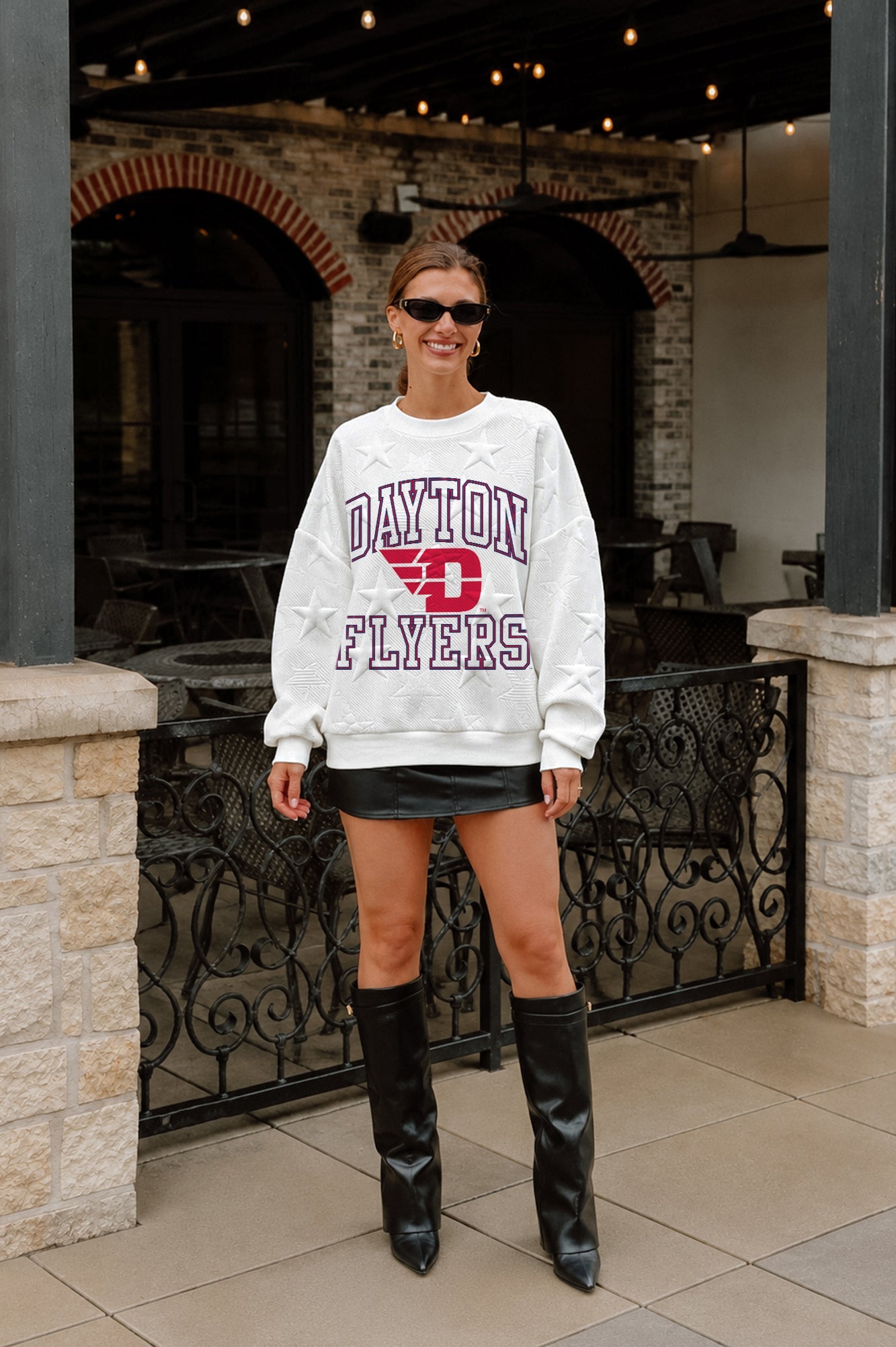 DAYTON FLYERS BIG PLAY ENERGY EMBOSSED STAR CREWNECK