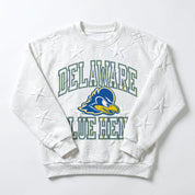 DELAWARE BLUE HENS BIG PLAY ENERGY EMBOSSED STAR CREWNECK