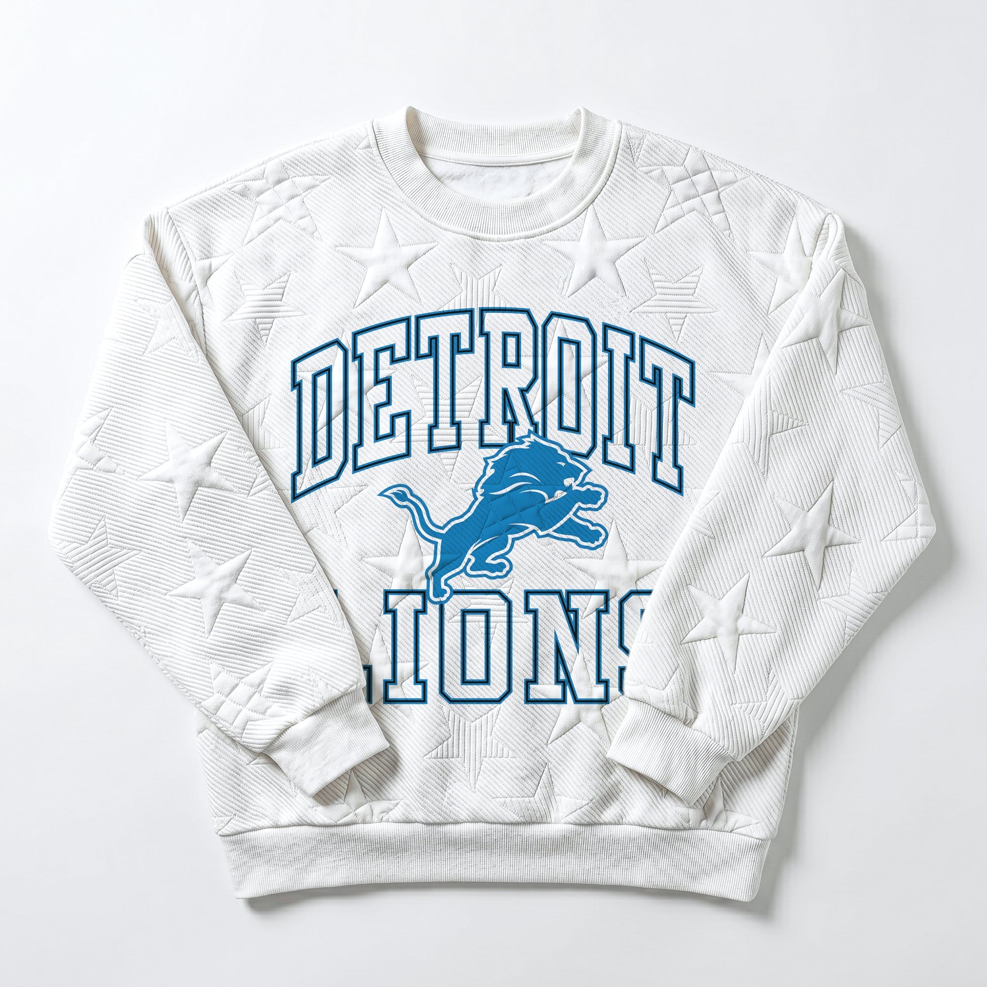 DETROIT LIONS BIG PLAY ENERGY EMBOSSED STAR CREWNECK