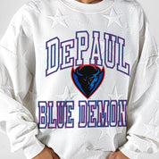 DEPAUL BLUE DEMONS BIG PLAY ENERGY EMBOSSED STAR CREWNECK