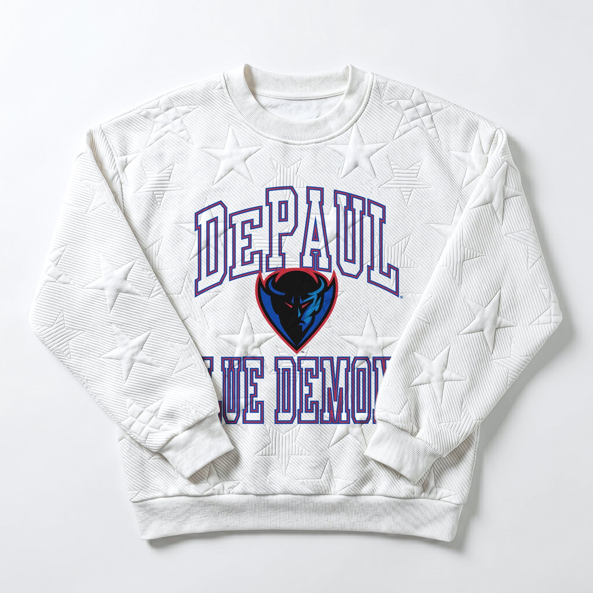 DEPAUL BLUE DEMONS BIG PLAY ENERGY EMBOSSED STAR CREWNECK