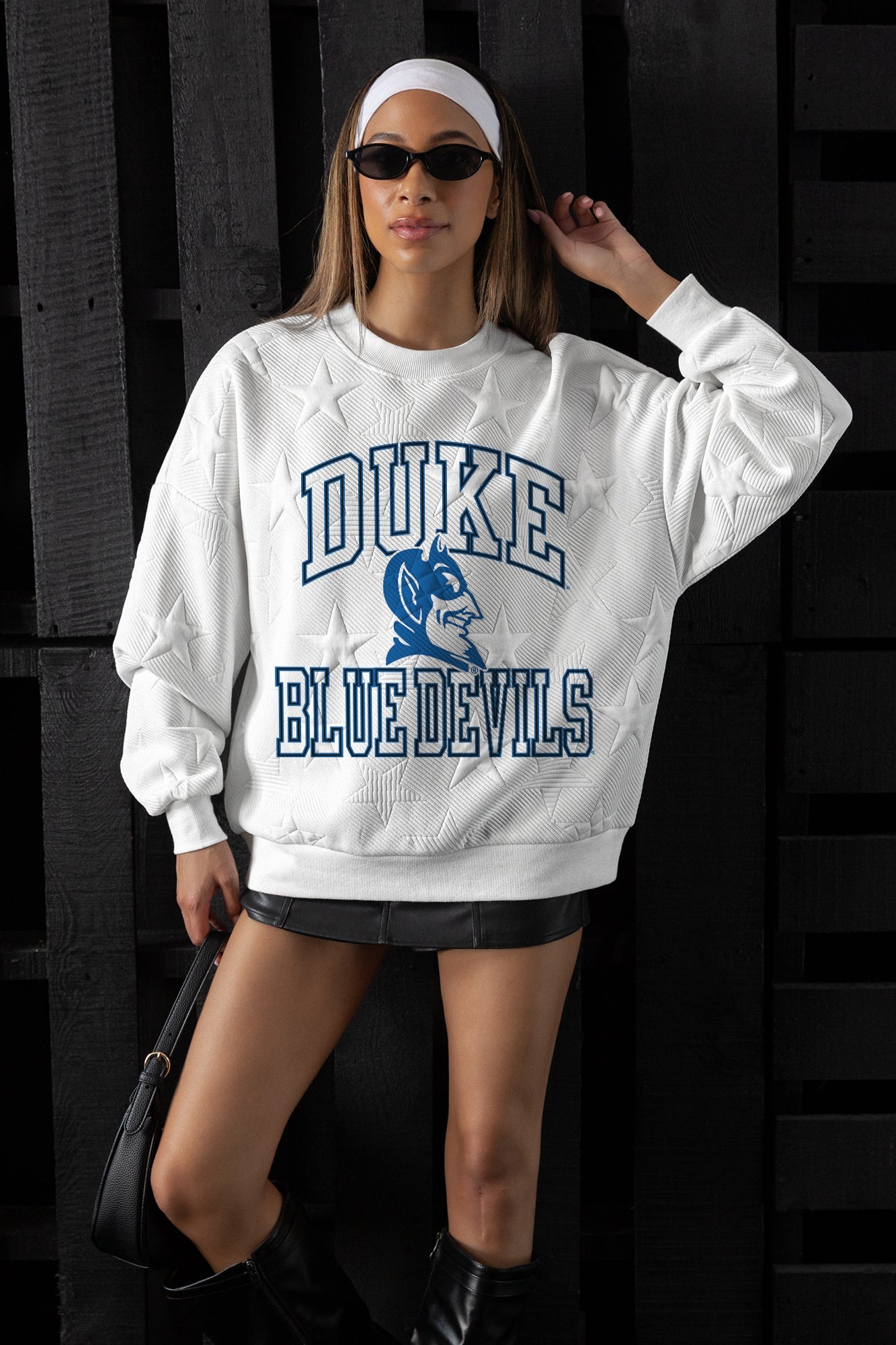 DUKE BLUE DEVILS BIG PLAY ENERGY EMBOSSED STAR CREWNECK
