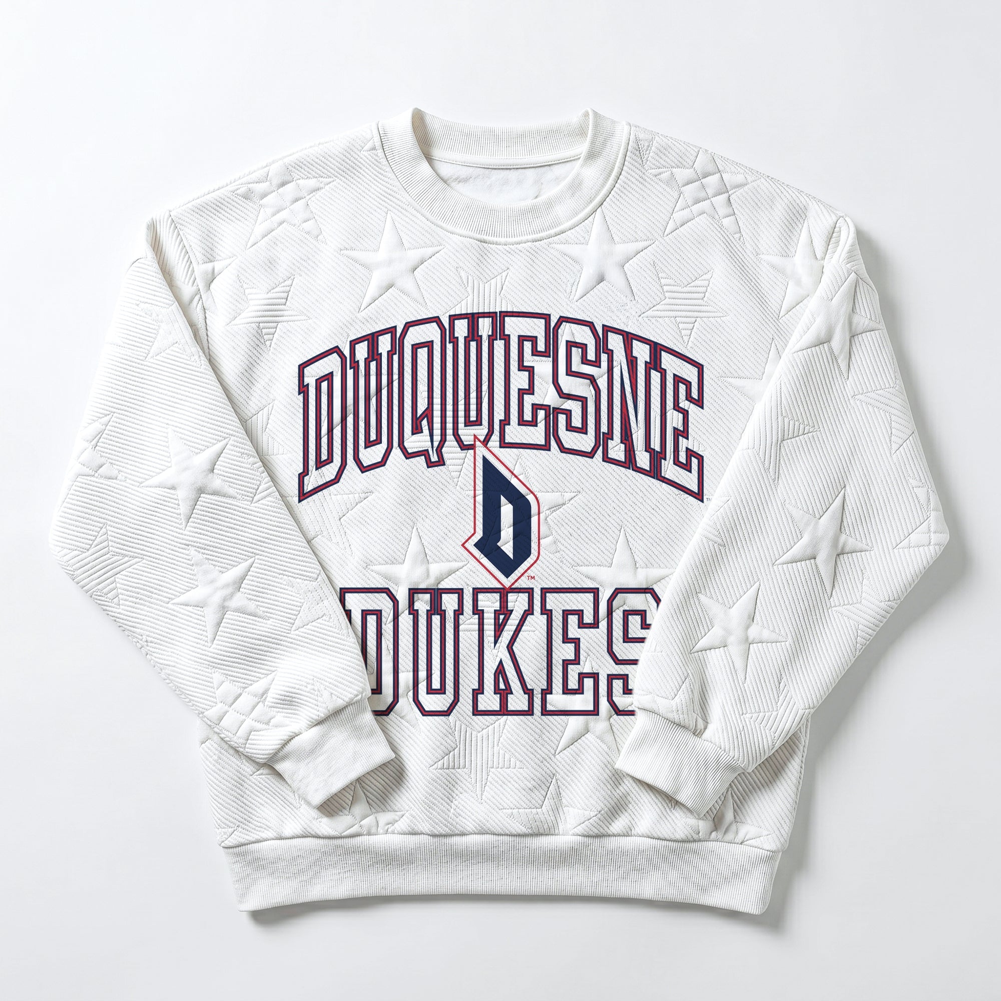 DUQUESNE UNIVERSITY DUKES BIG PLAY ENERGY EMBOSSED STAR CREWNECK